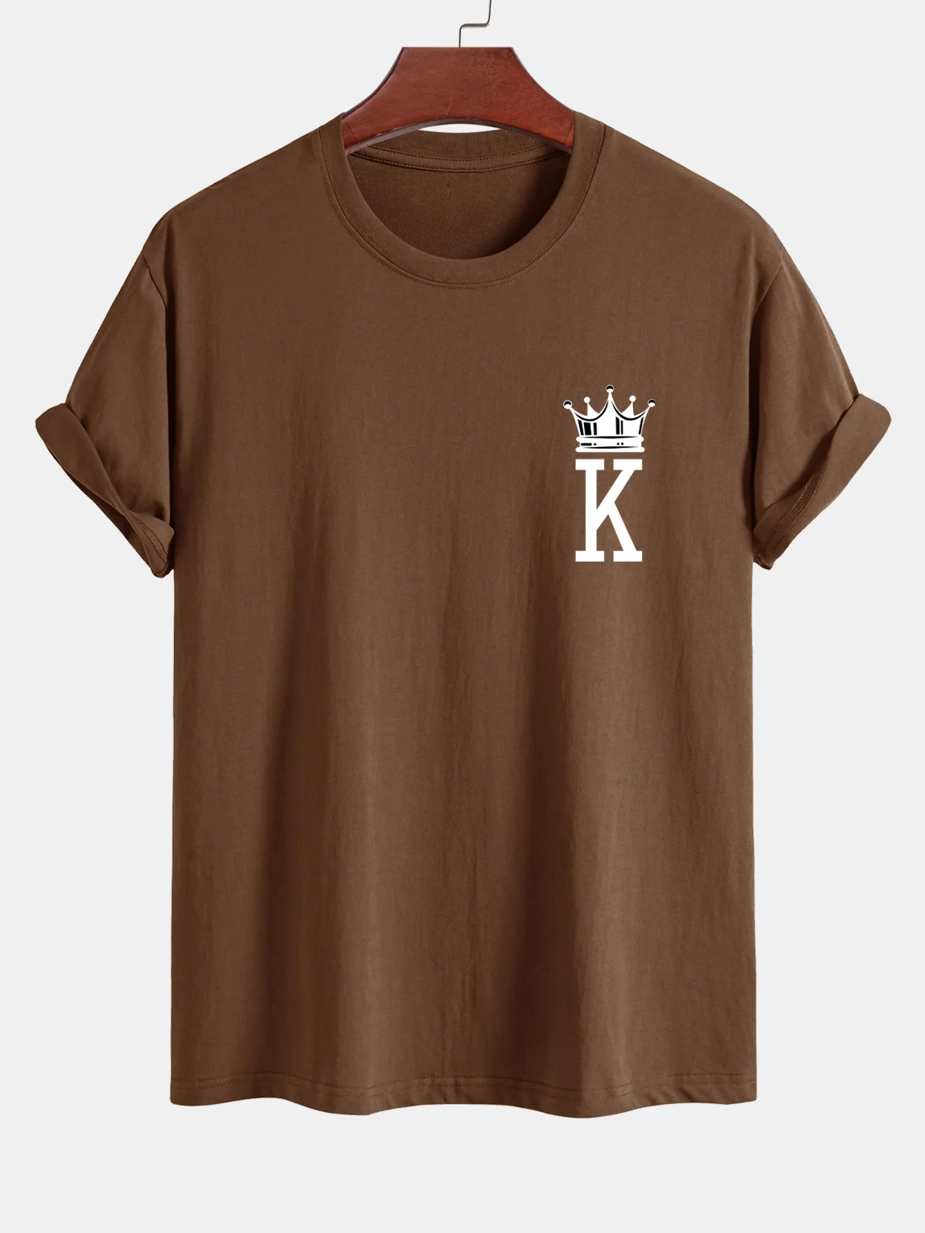 Reguläre Passform Krone König Druck Baumwoll-T-Shirt - Image 5