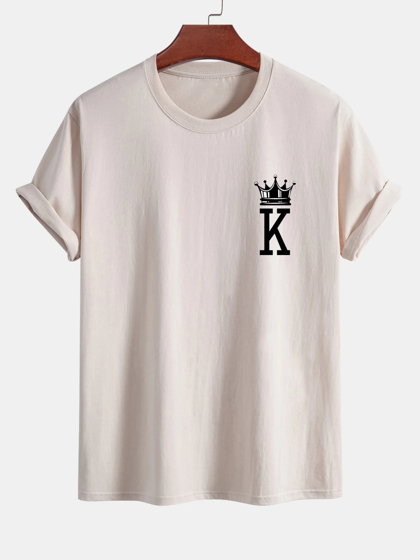 Reguläre Passform Krone König Druck Baumwoll-T-Shirt - Image 6