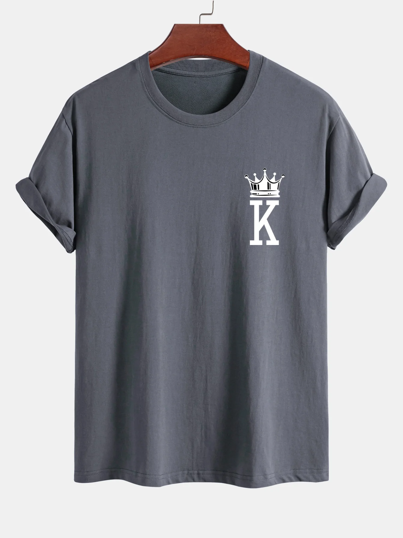 Reguläre Passform Krone König Druck Baumwoll-T-Shirt - Image 9
