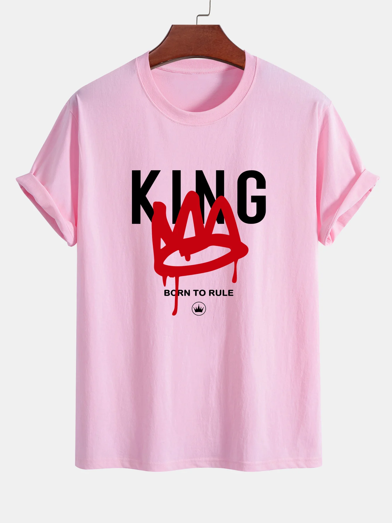 Reguläre Passform Krone König Druck Baumwoll-T-Shirt - Image 11
