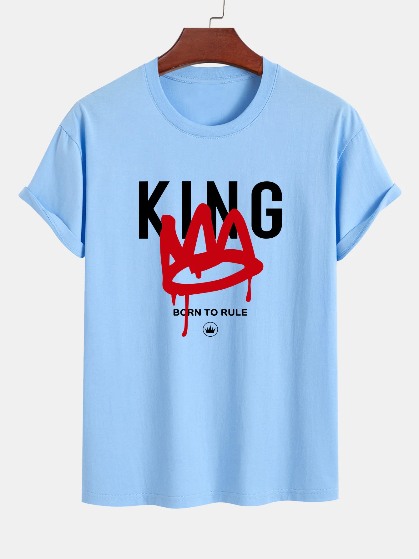 Reguläre Passform Krone König Druck Baumwoll-T-Shirt - Image 14