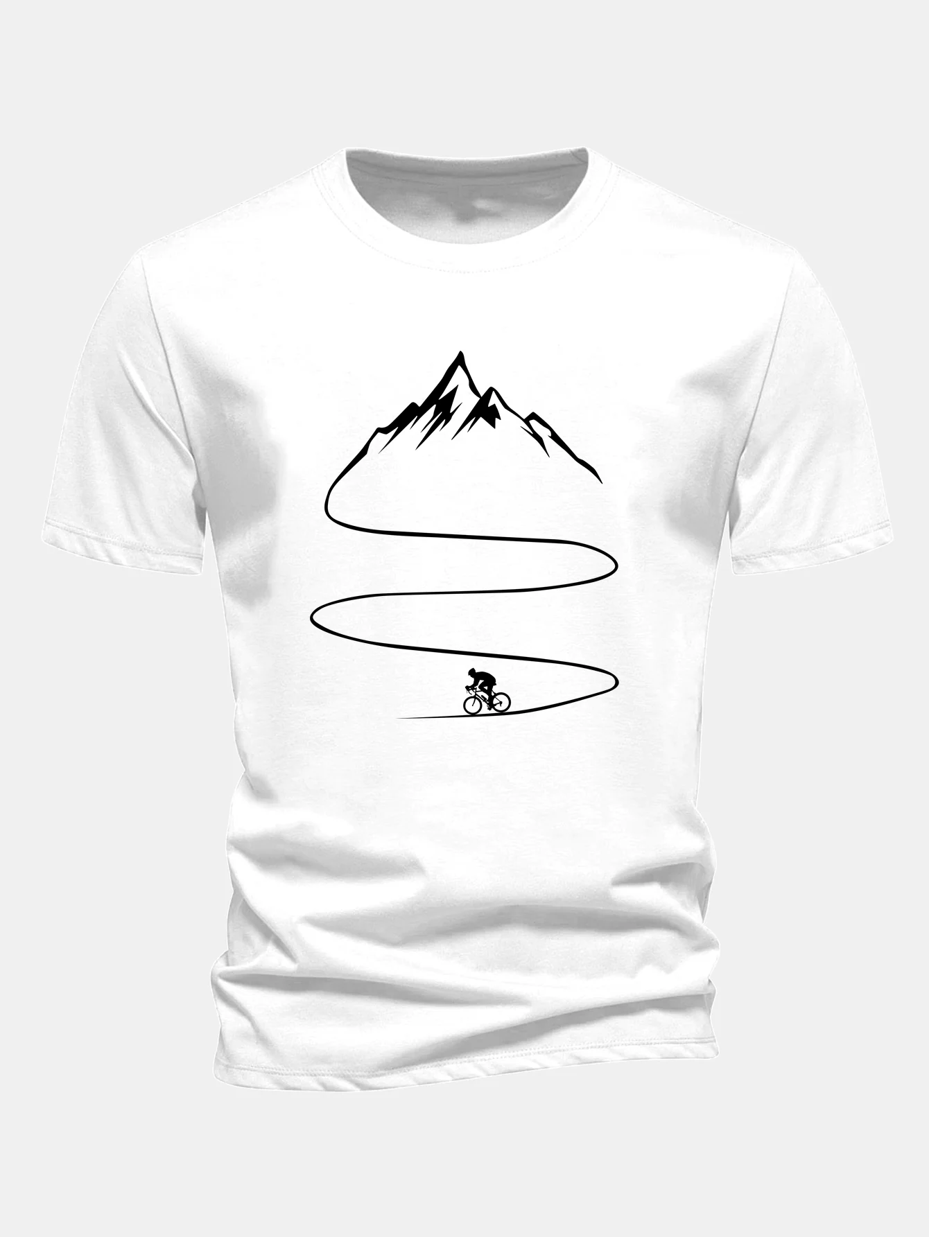 Regular Fit Cycling Mountain Print Cotton T-Shirt - Image 4