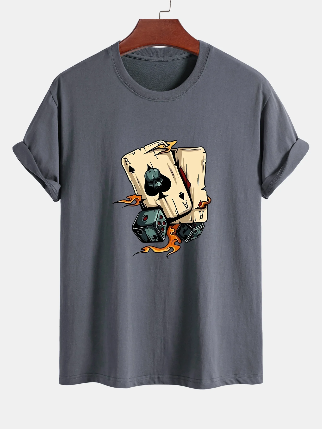 Regular Fit T-Shirt aus Baumwolle mit Würfel-Spielkarten-Print - Image 5