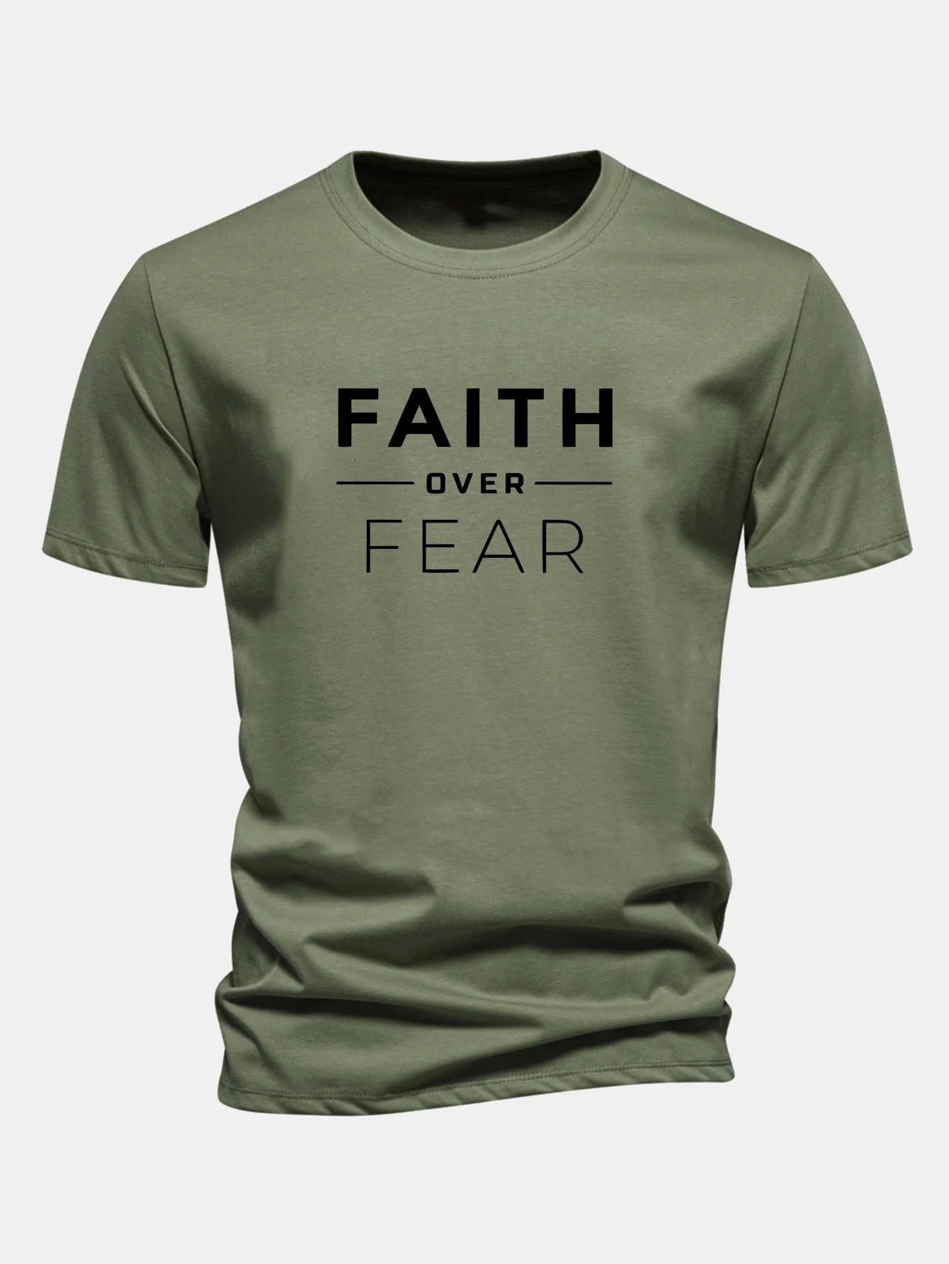 Regular Fit Glaube über Angst Druck Baumwoll-T-Shirt