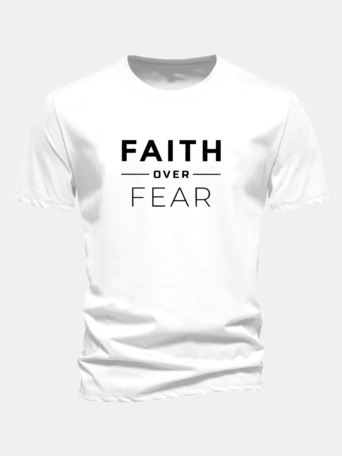 Regular Fit Glaube über Angst Druck Baumwoll-T-Shirt - Image 3