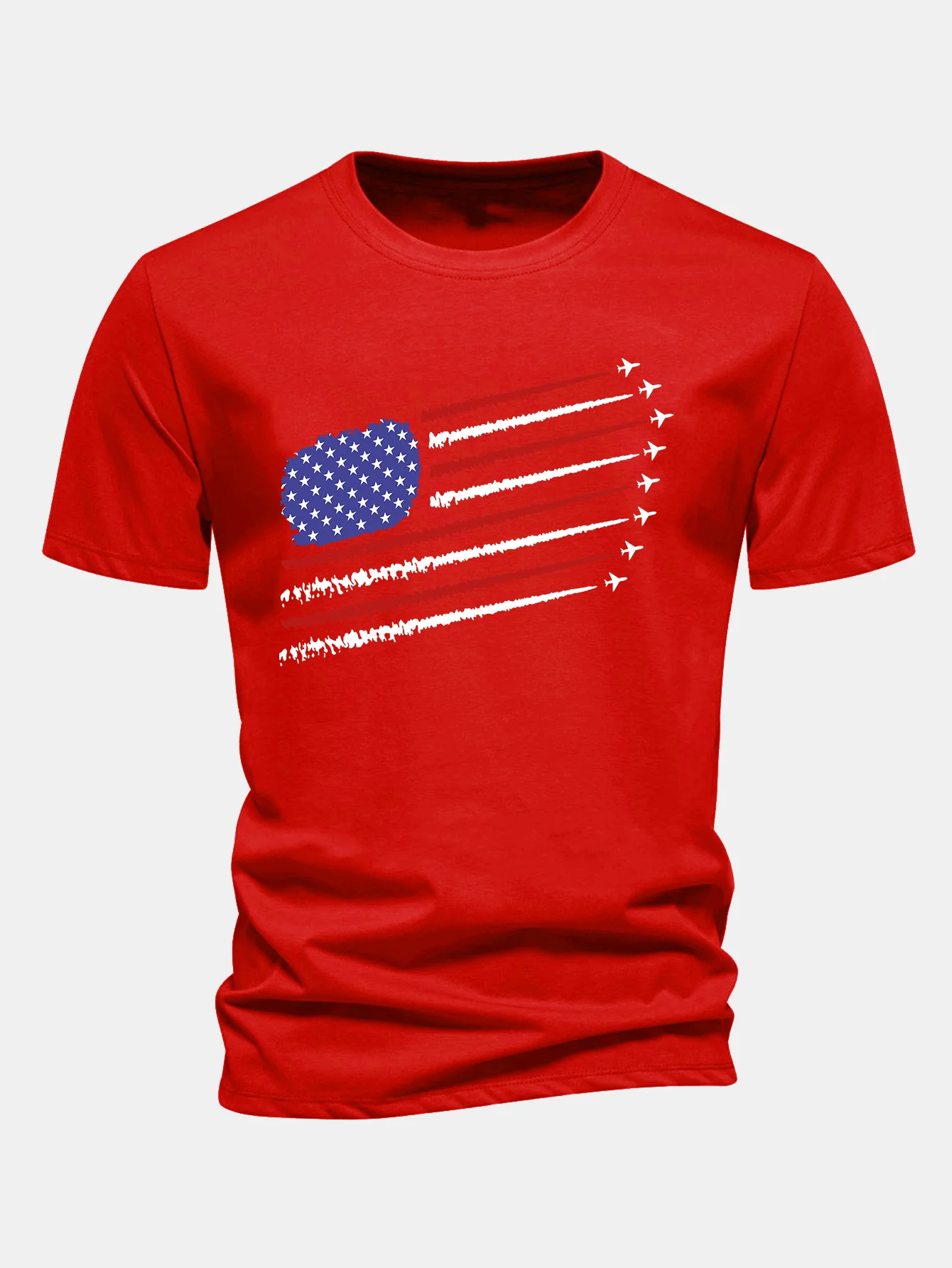 Regular Fit T-Shirt aus Baumwolle mit amerikanischer Flagge und Kampfflugzeug-Print - Image 11
