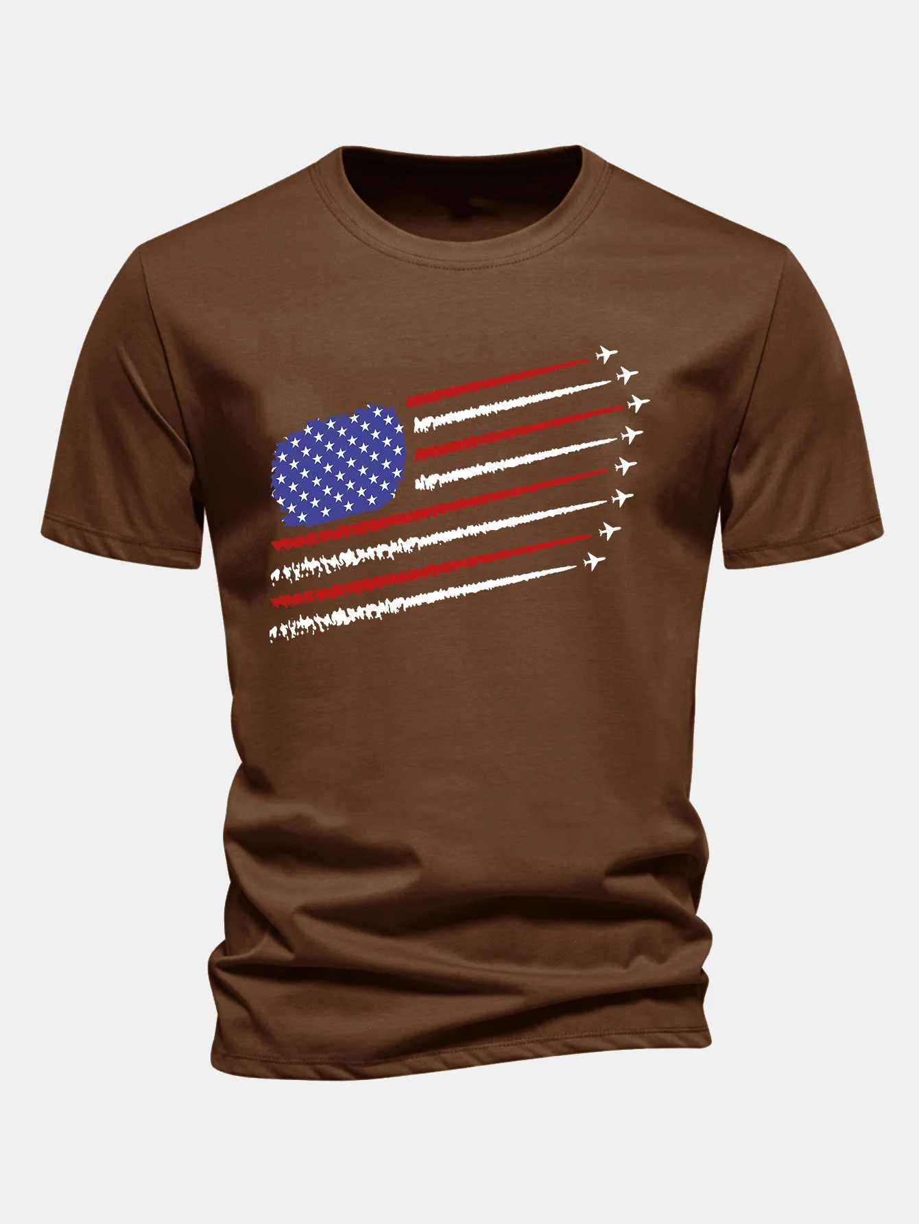 Regular Fit T-Shirt aus Baumwolle mit amerikanischer Flagge und Kampfflugzeug-Print - Image 4