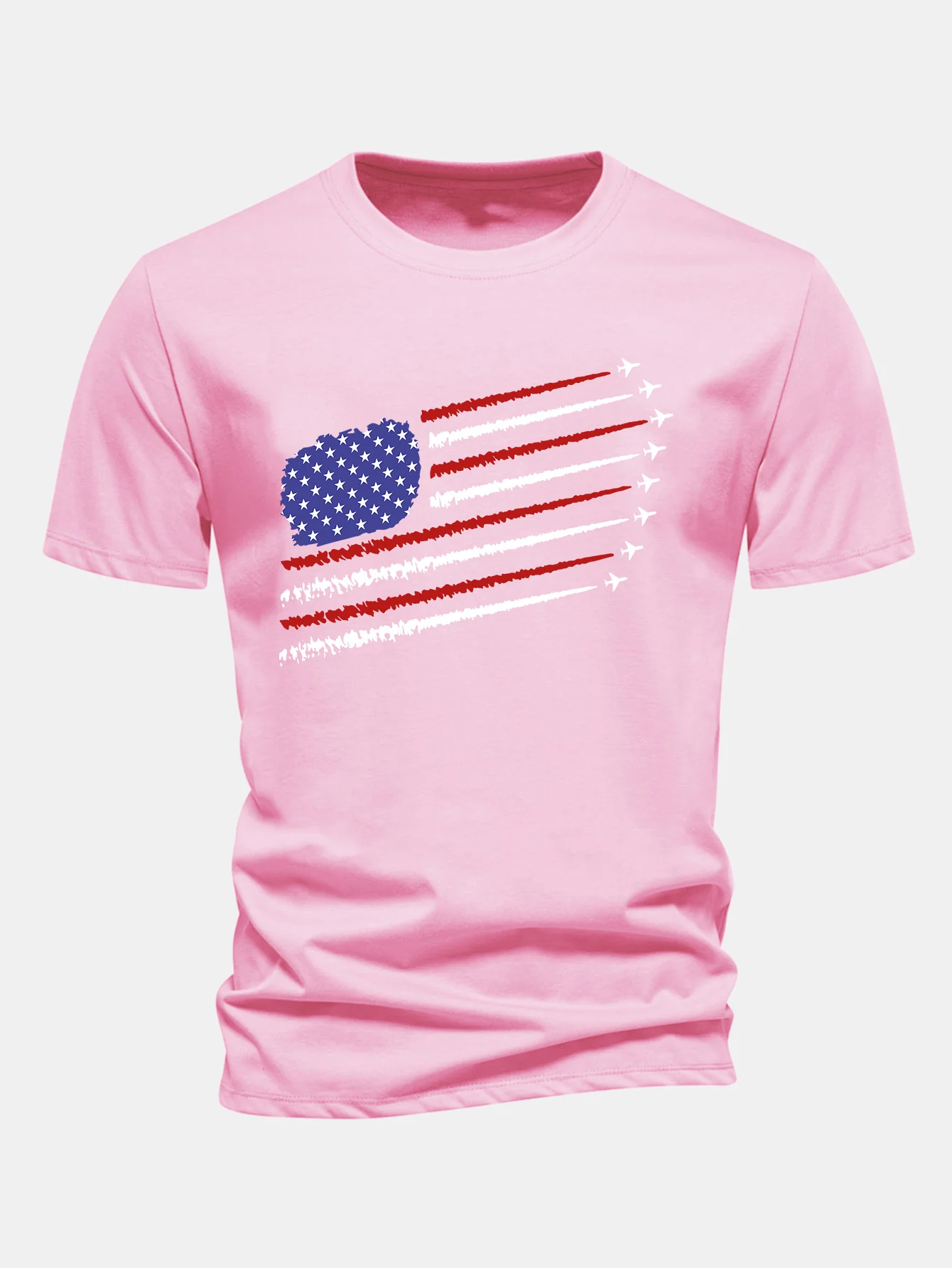 Regular Fit T-Shirt aus Baumwolle mit amerikanischer Flagge und Kampfflugzeug-Print - Image 6