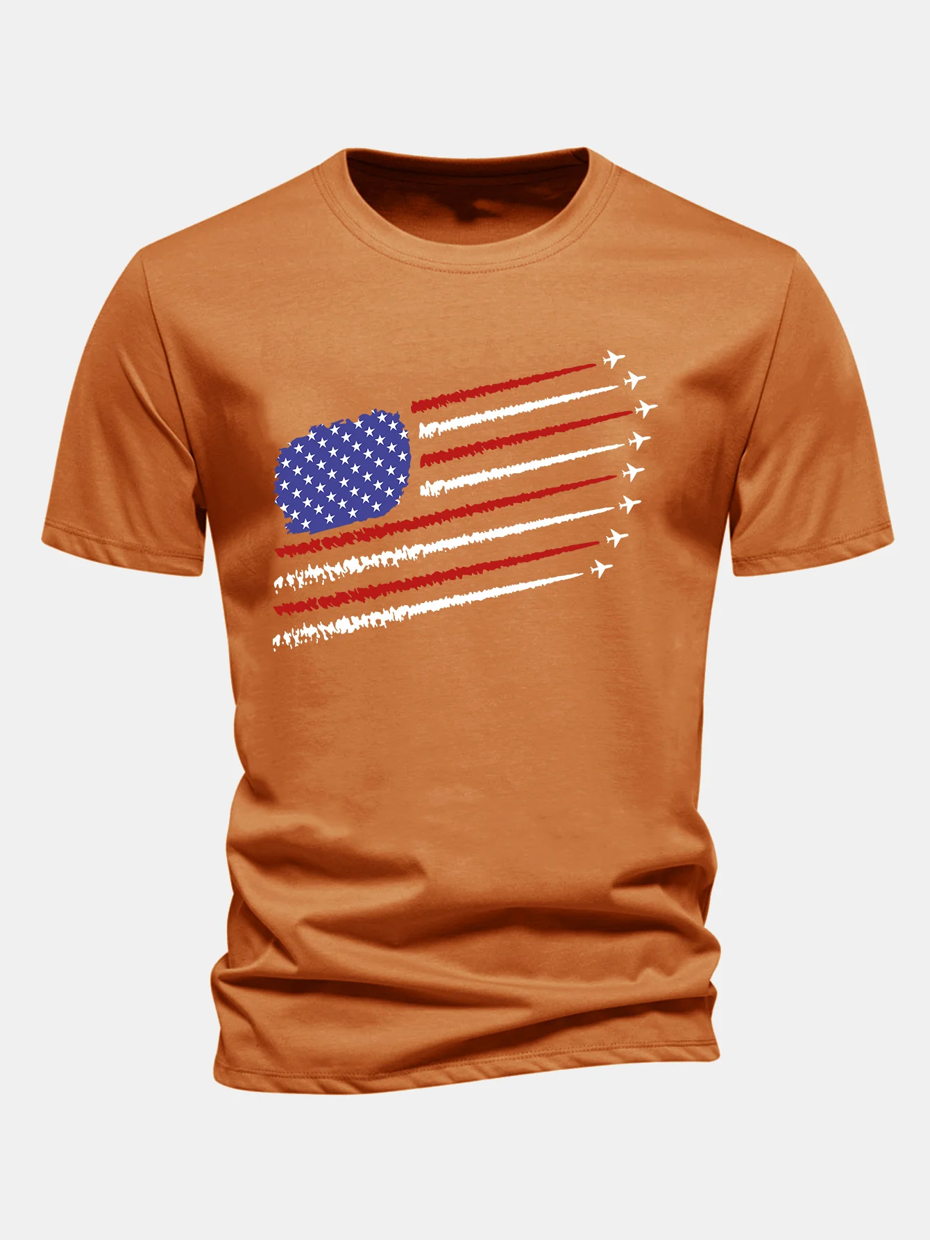 Regular Fit T-Shirt aus Baumwolle mit amerikanischer Flagge und Kampfflugzeug-Print - Image 7