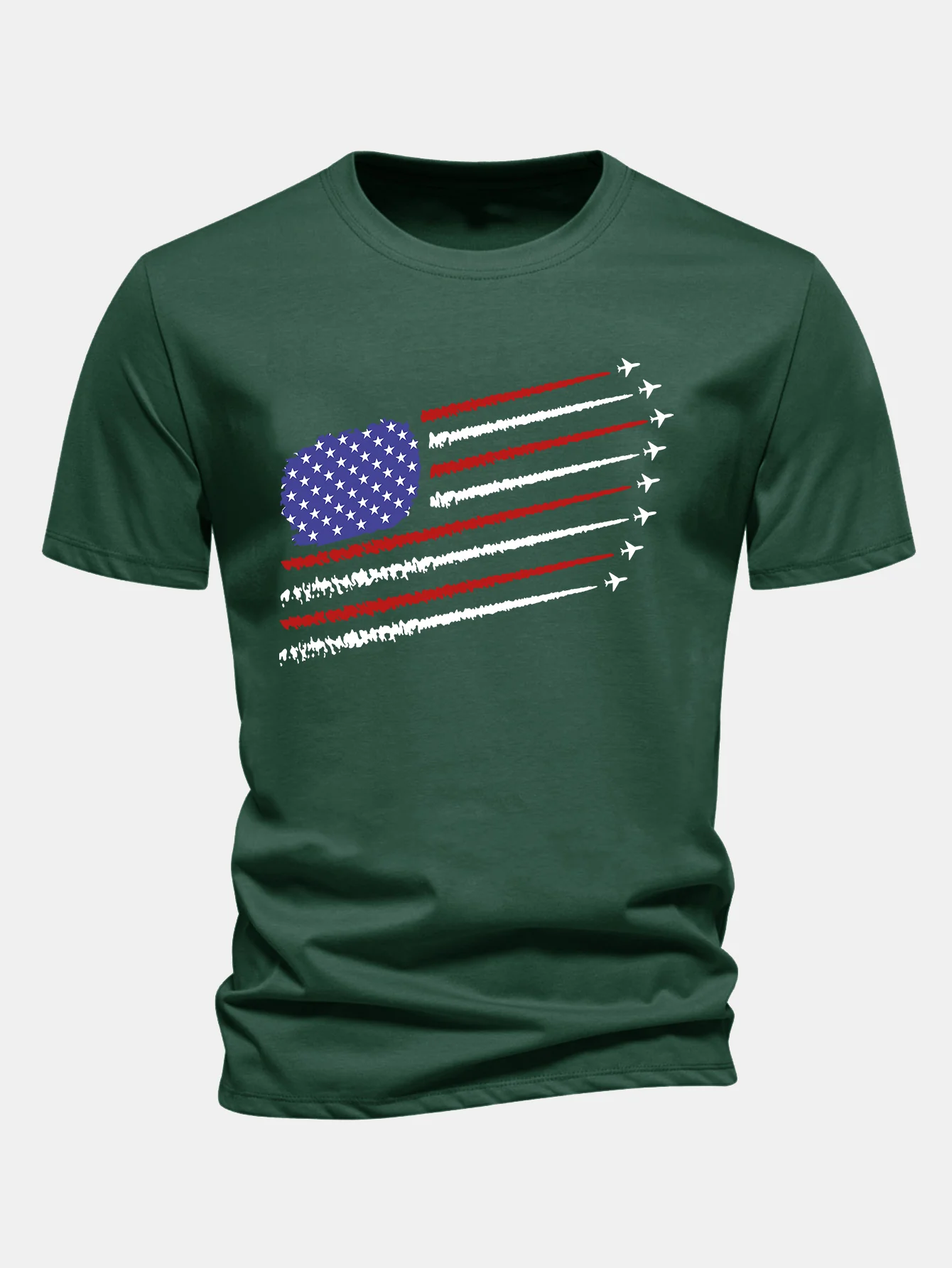 Regular Fit T-Shirt aus Baumwolle mit amerikanischer Flagge und Kampfflugzeug-Print - Image 8