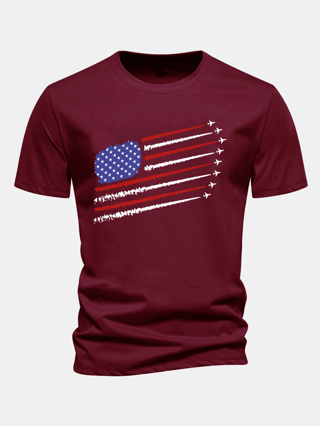 Regular Fit T-Shirt aus Baumwolle mit amerikanischer Flagge und Kampfflugzeug-Print - Image 9