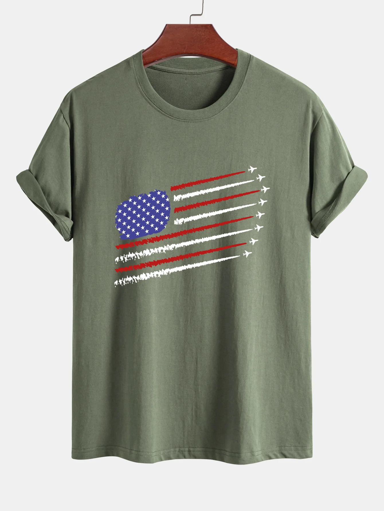 Regular Fit T-Shirt aus Baumwolle mit amerikanischer Flagge und Kampfflugzeug-Print - Image 13