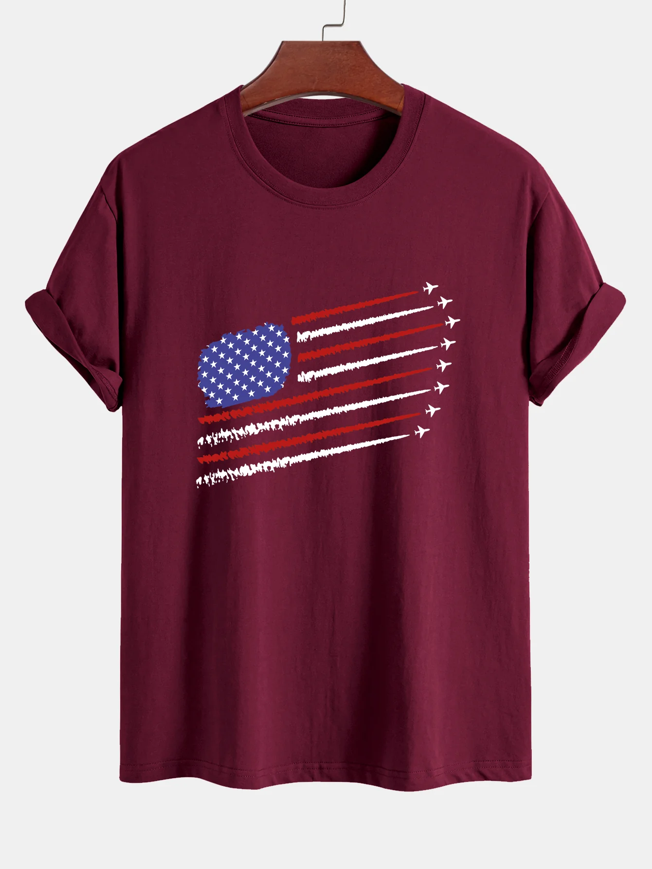 Regular Fit T-Shirt aus Baumwolle mit amerikanischer Flagge und Kampfflugzeug-Print - Image 7