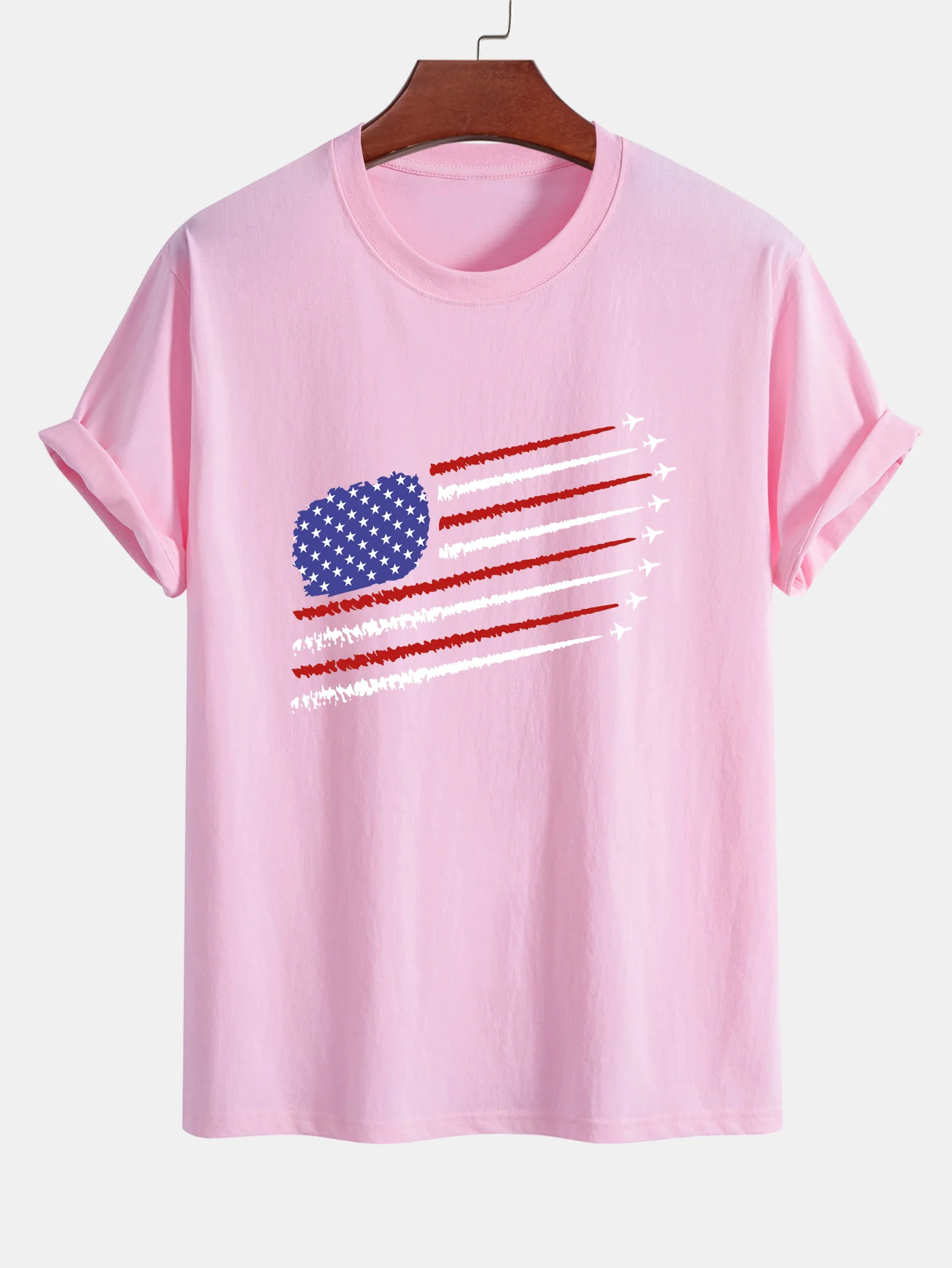 Regular Fit T-Shirt aus Baumwolle mit amerikanischer Flagge und Kampfflugzeug-Print - Image 9