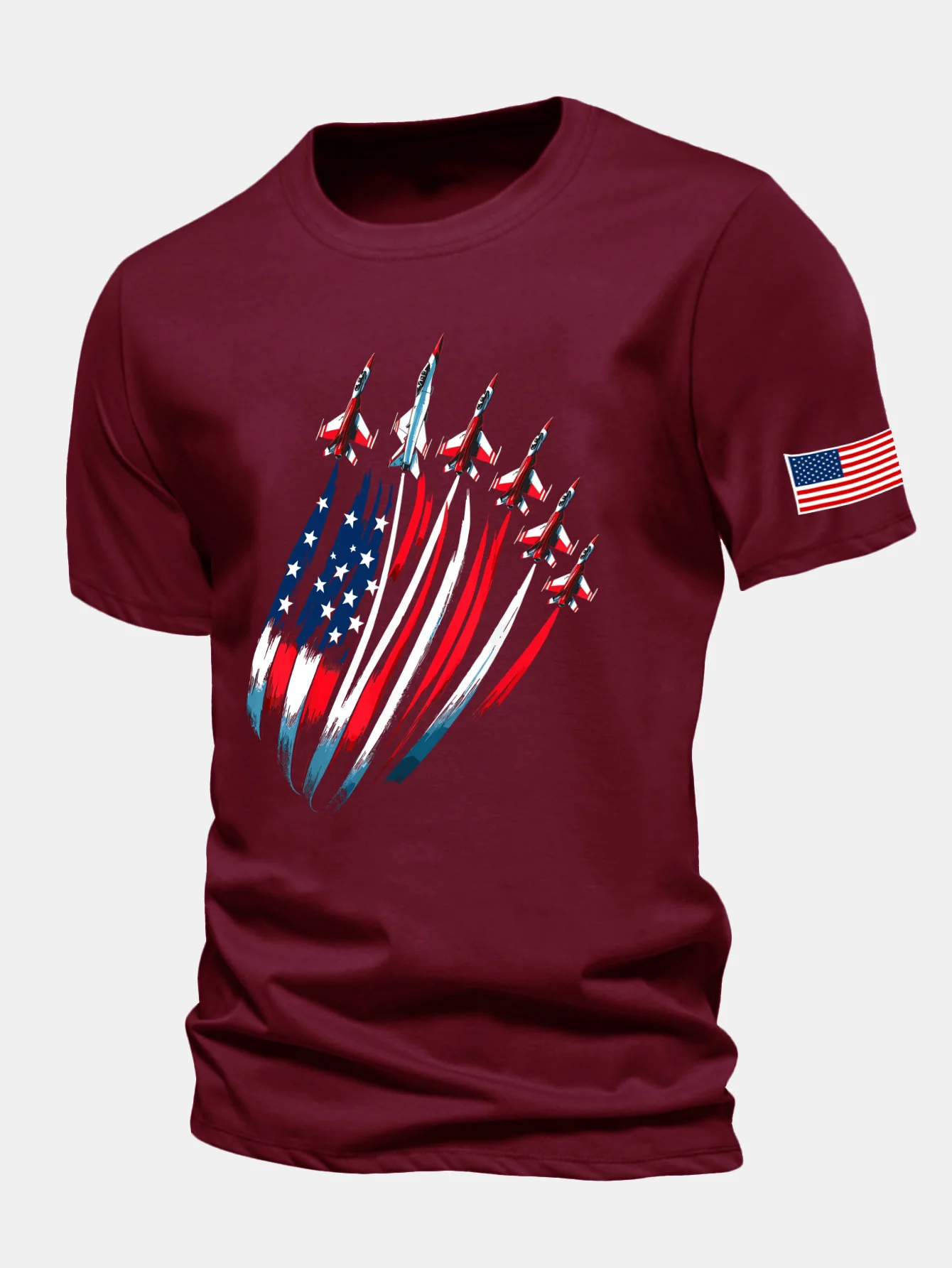 Regular Fit T-Shirt aus Baumwolle mit Fighter Jets und USA-Flaggen-Print - Image 10