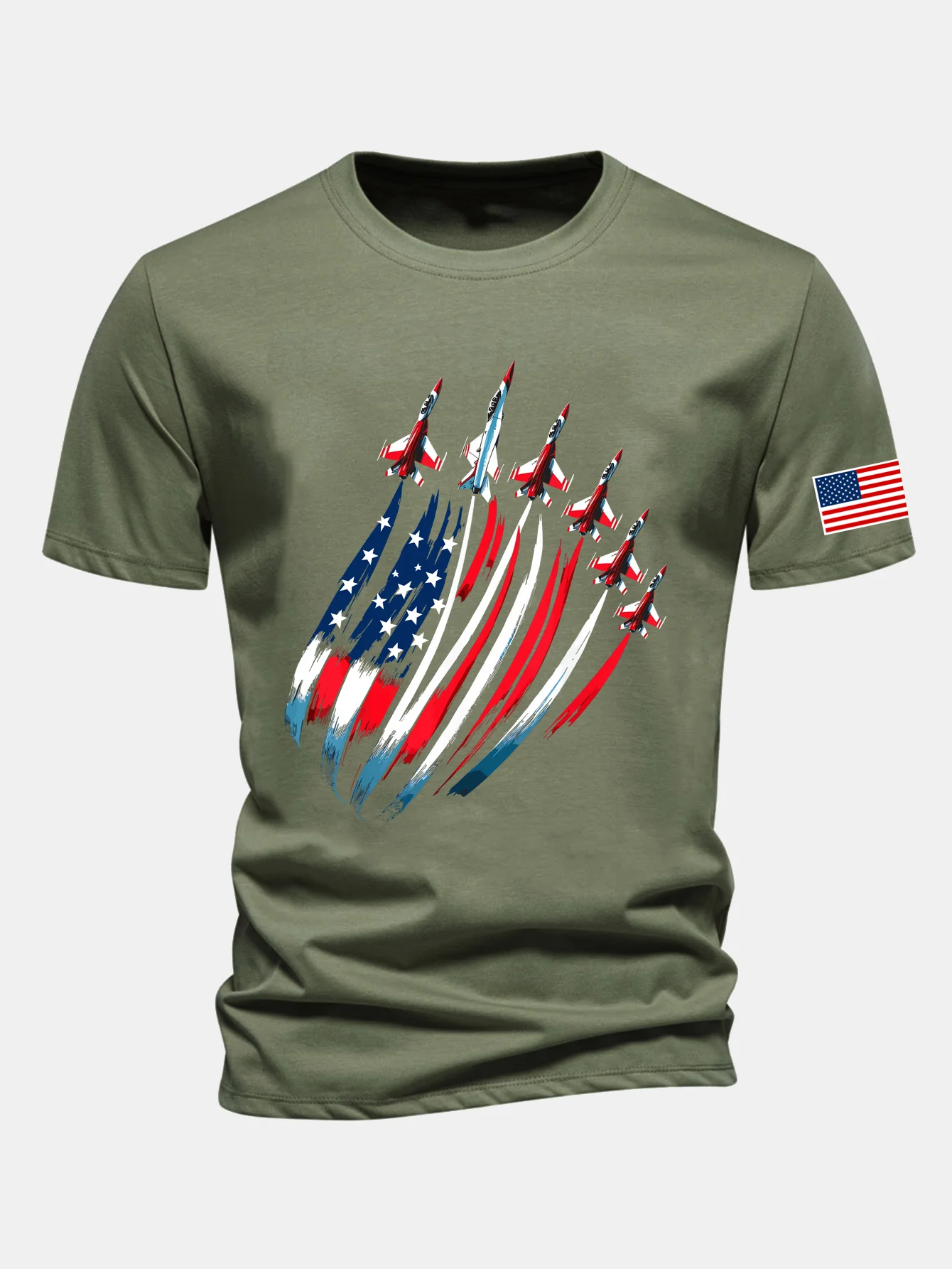 Regular Fit T-Shirt aus Baumwolle mit Fighter Jets und USA-Flaggen-Print - Image 11