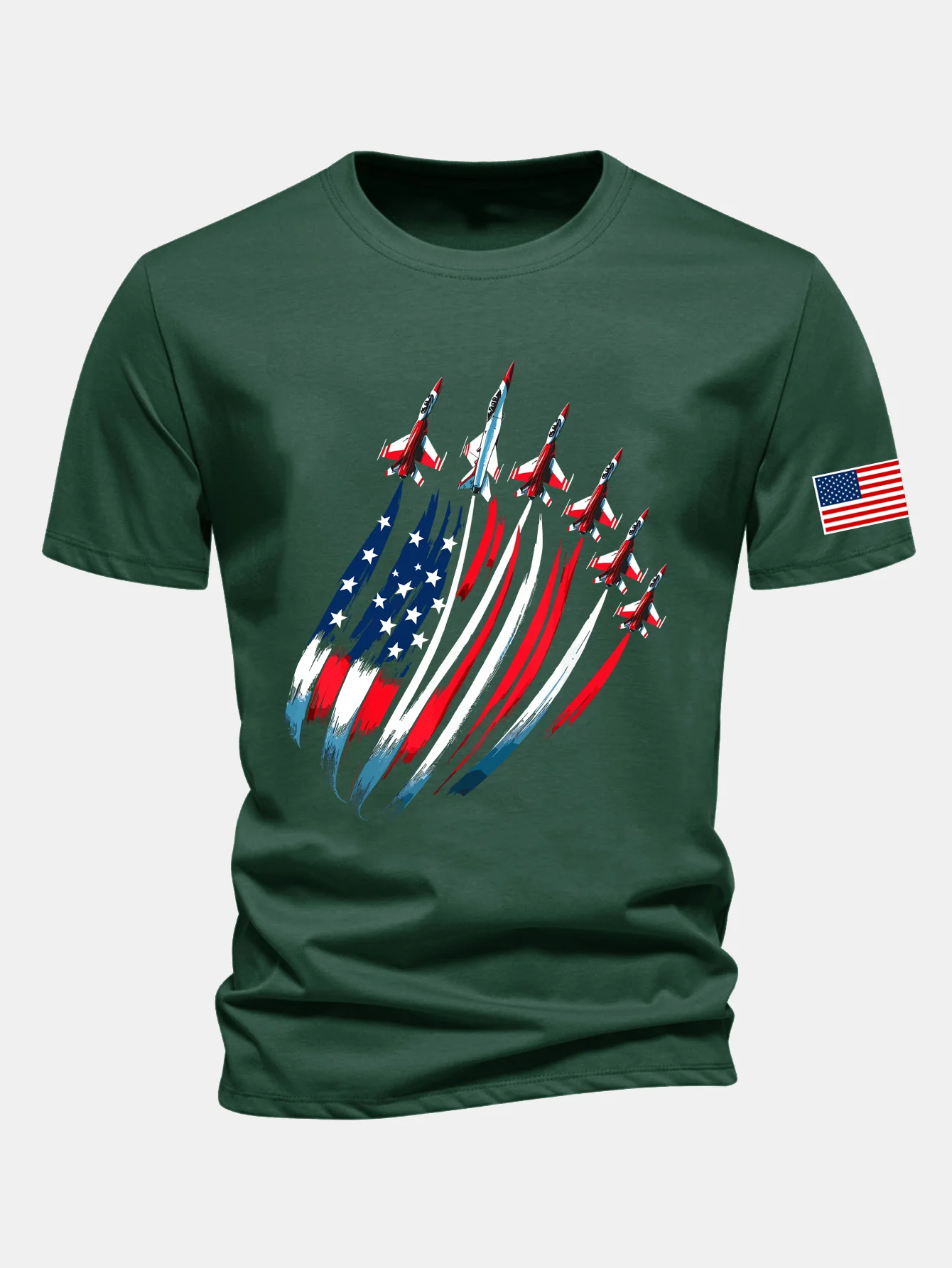 Regular Fit T-Shirt aus Baumwolle mit Fighter Jets und USA-Flaggen-Print - Image 13