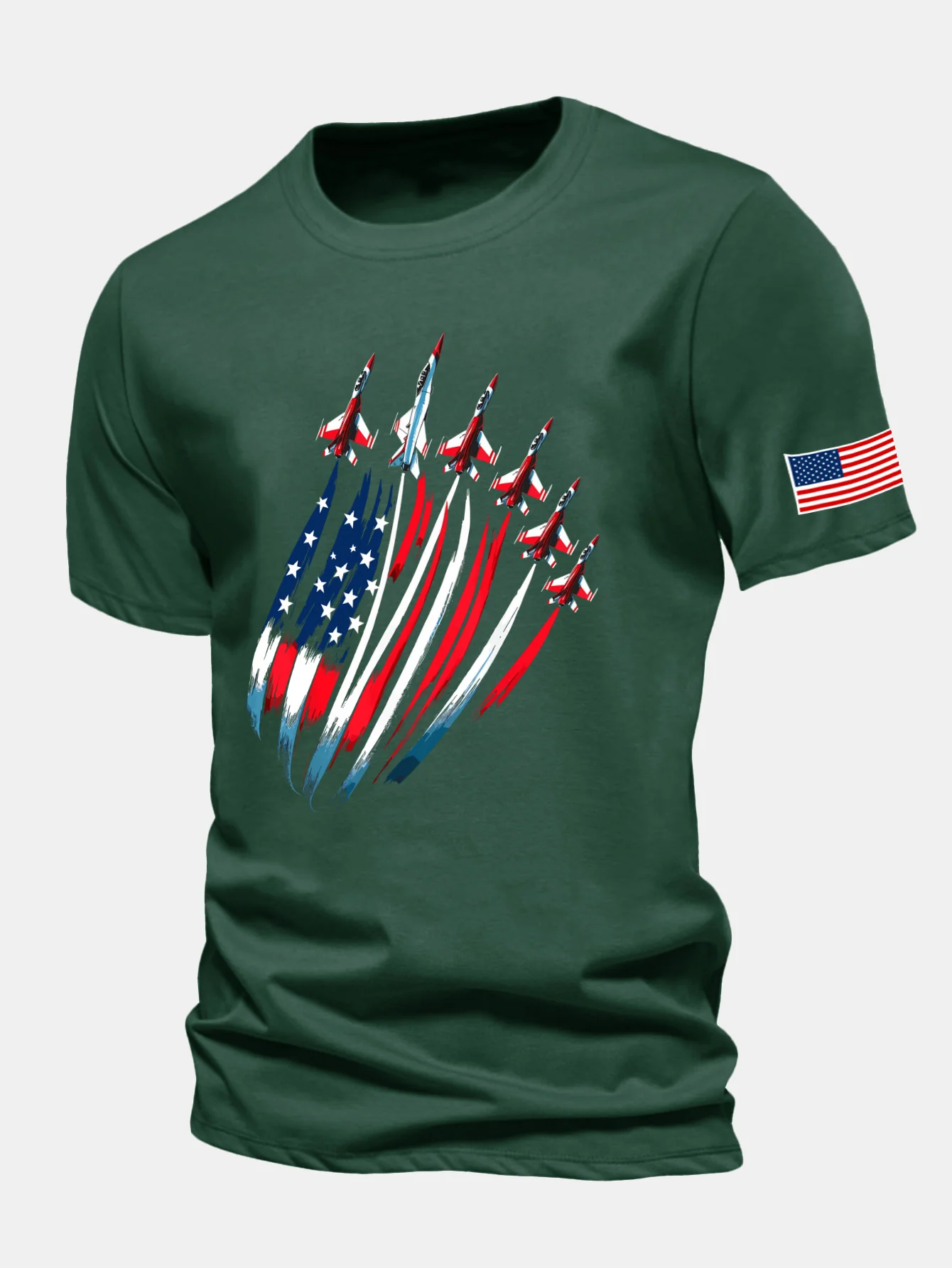 Regular Fit T-Shirt aus Baumwolle mit Fighter Jets und USA-Flaggen-Print - Image 14