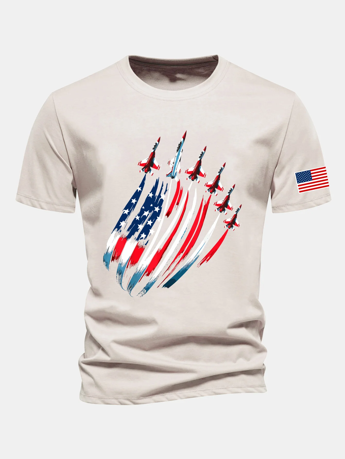 Regular Fit T-Shirt aus Baumwolle mit Fighter Jets und USA-Flaggen-Print - Image 15