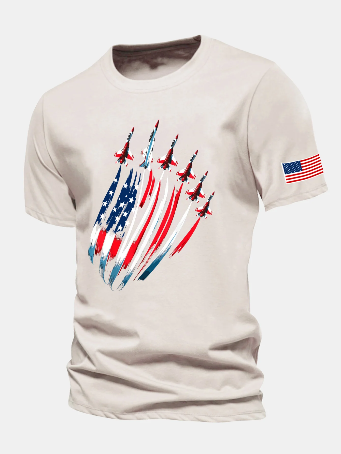 Regular Fit T-Shirt aus Baumwolle mit Fighter Jets und USA-Flaggen-Print - Image 16
