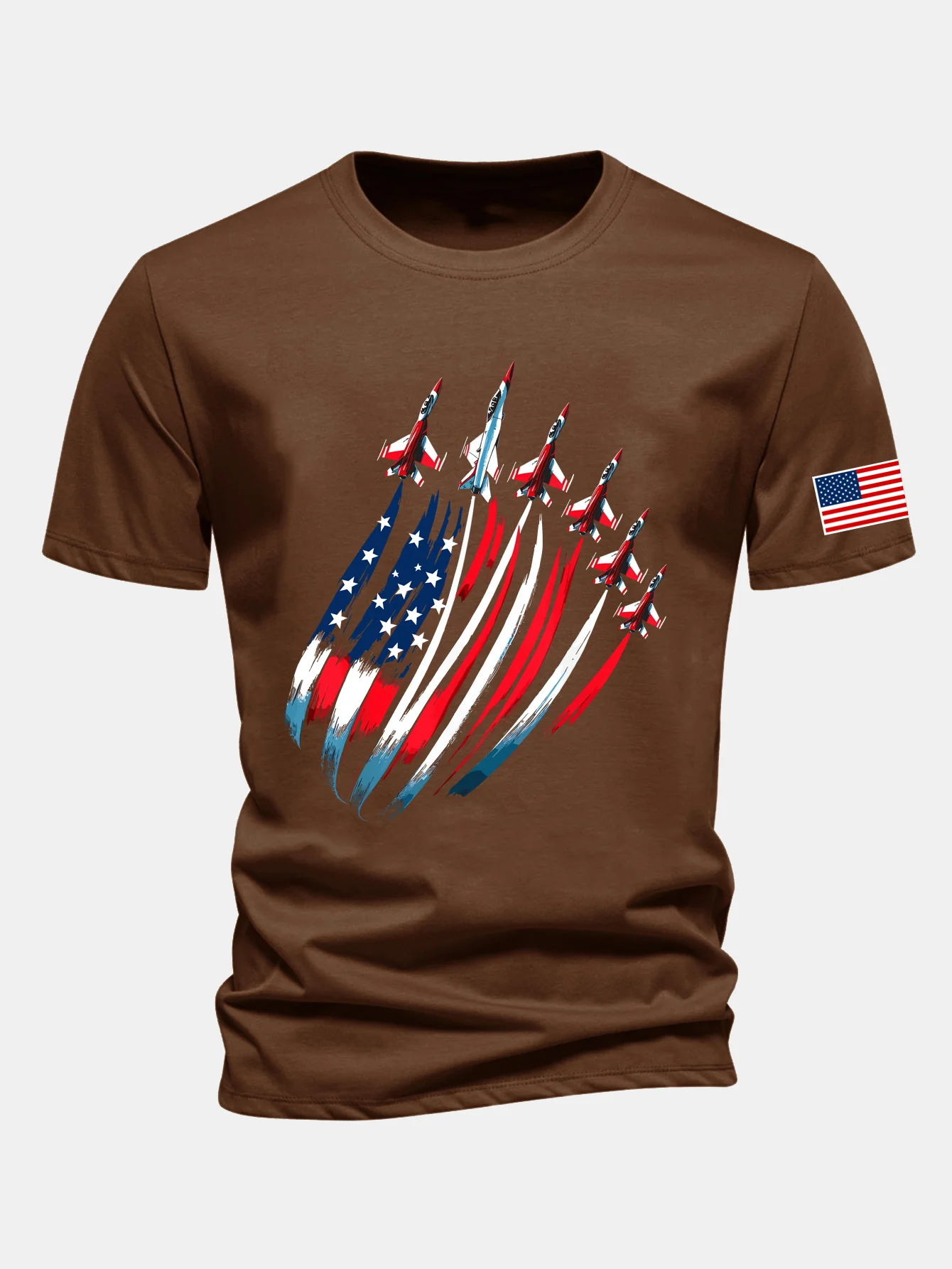 Regular Fit T-Shirt aus Baumwolle mit Fighter Jets und USA-Flaggen-Print - Image 17