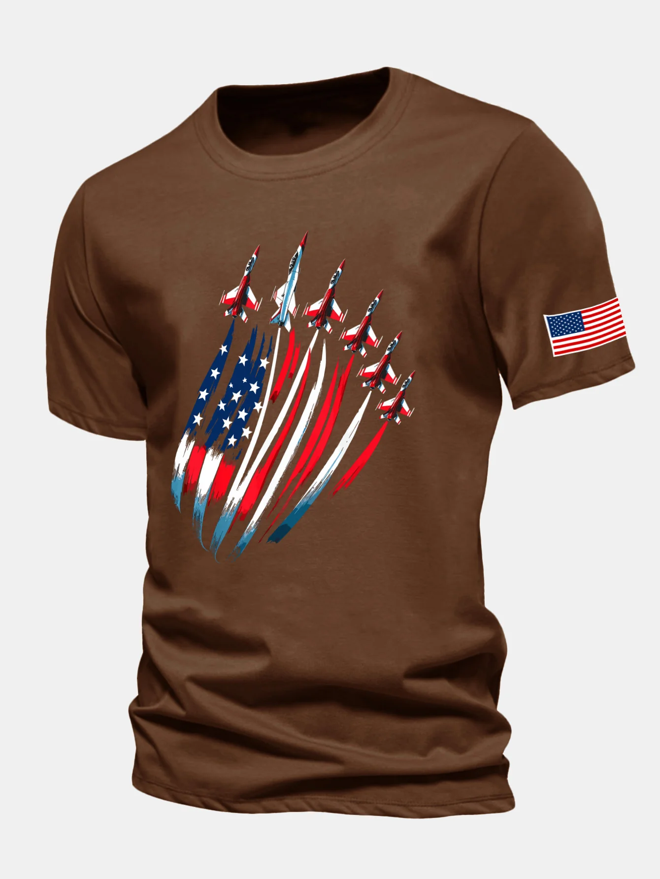 Regular Fit T-Shirt aus Baumwolle mit Fighter Jets und USA-Flaggen-Print - Image 18