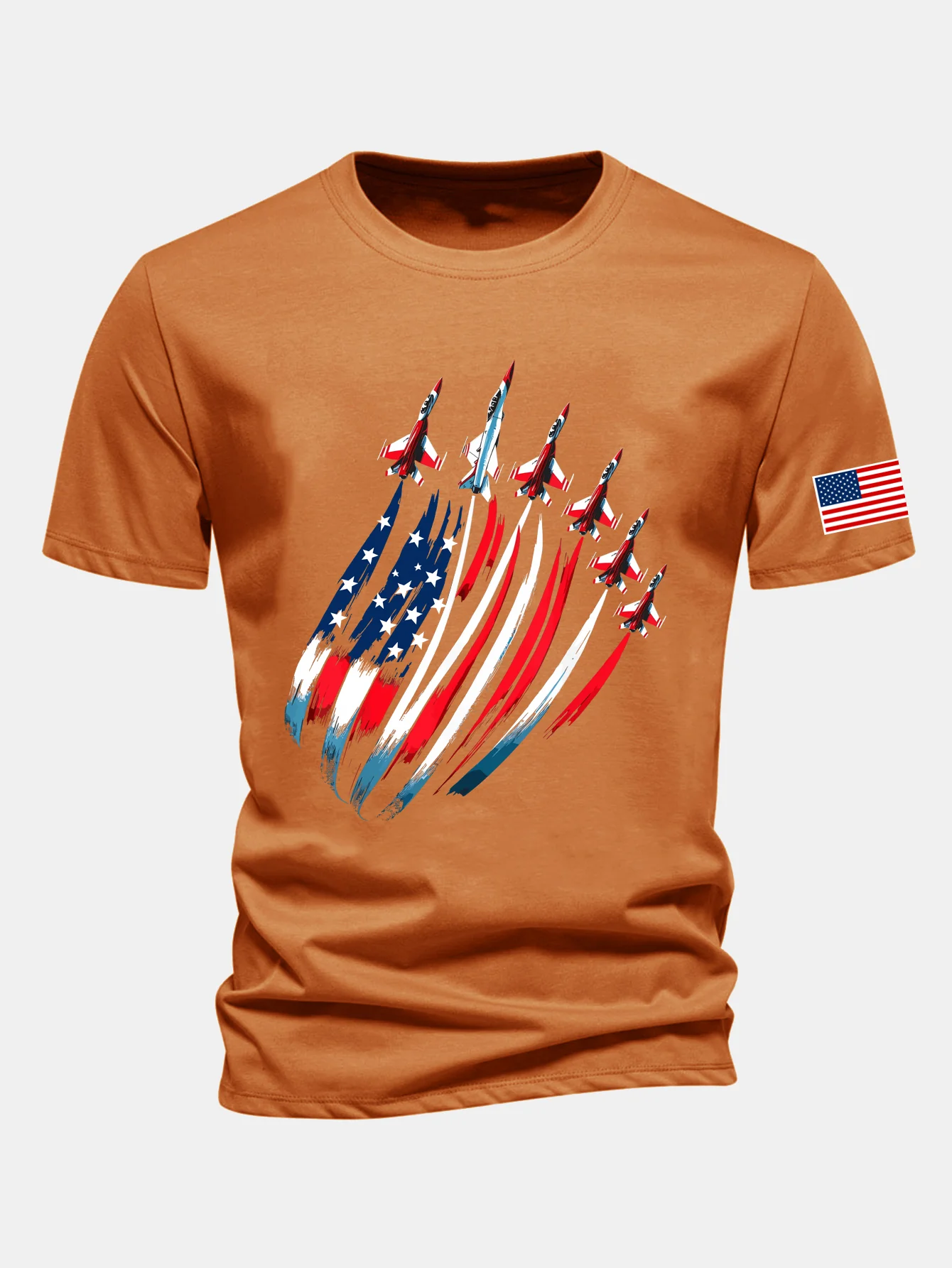 Regular Fit T-Shirt aus Baumwolle mit Fighter Jets und USA-Flaggen-Print - Image 19