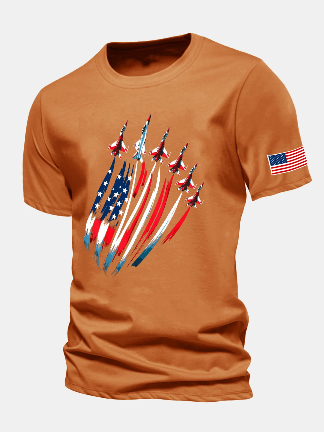 Regular Fit T-Shirt aus Baumwolle mit Fighter Jets und USA-Flaggen-Print - Image 20