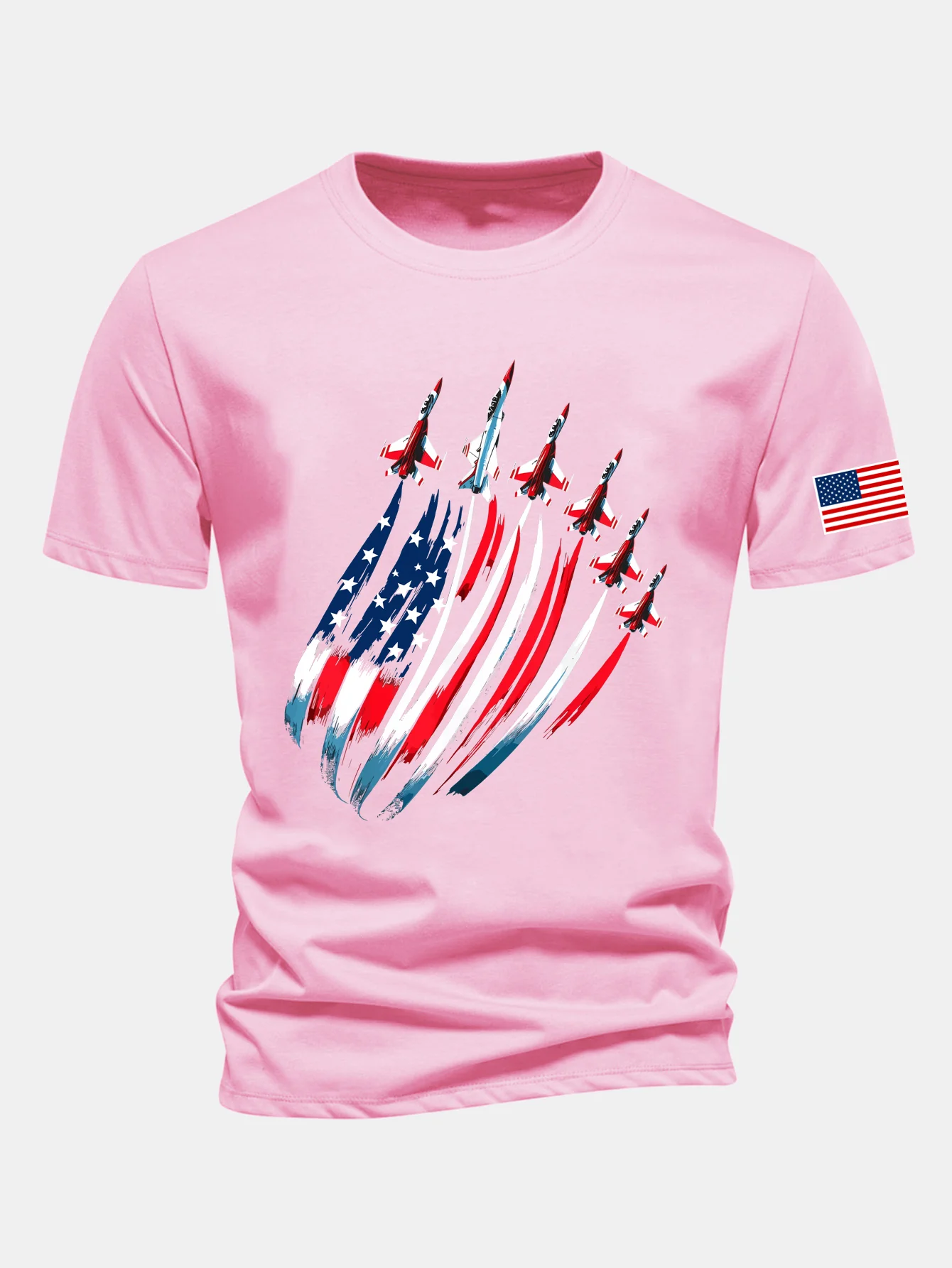 Regular Fit T-Shirt aus Baumwolle mit Fighter Jets und USA-Flaggen-Print - Image 21