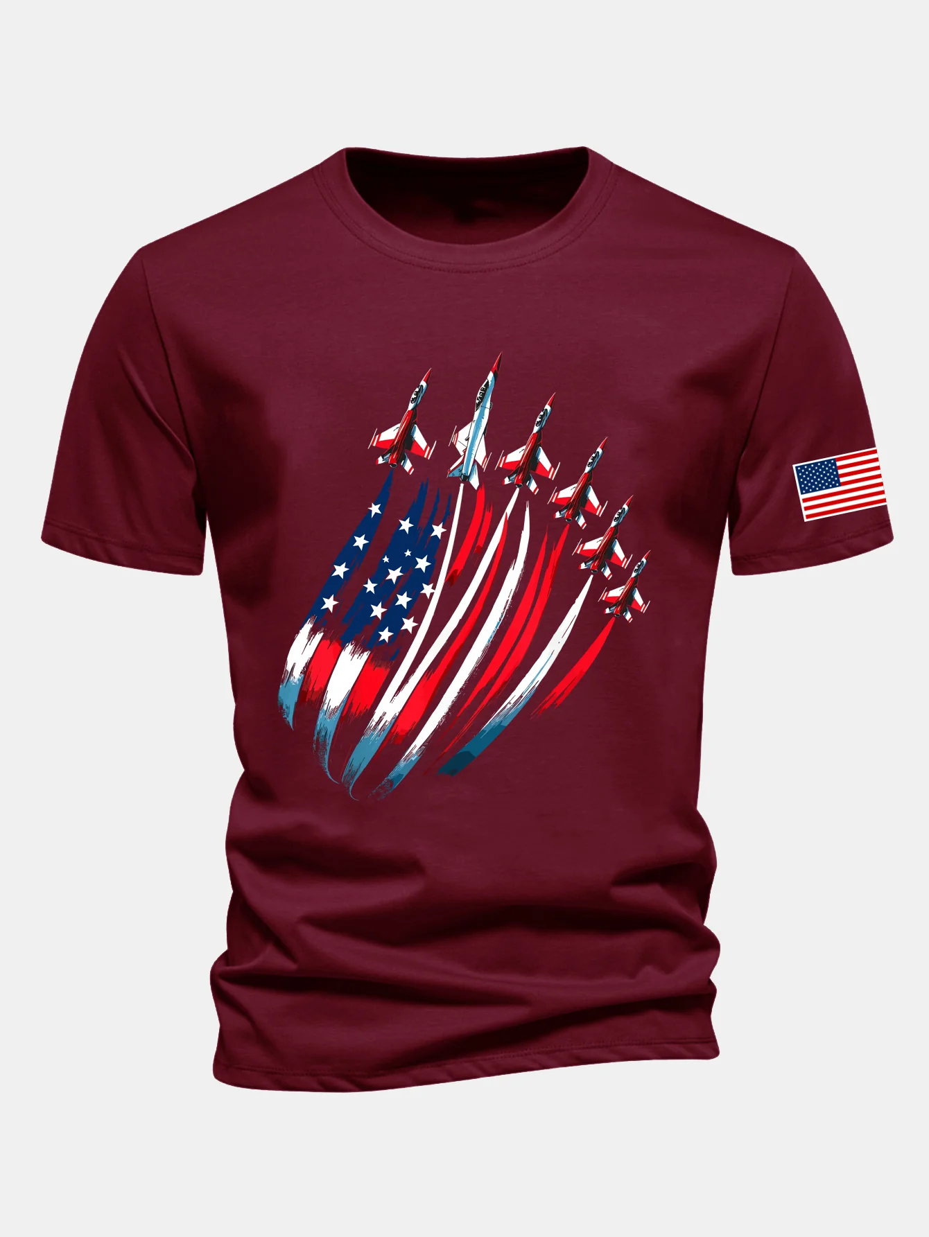 Regular Fit T-Shirt aus Baumwolle mit Fighter Jets und USA-Flaggen-Print - Image 9