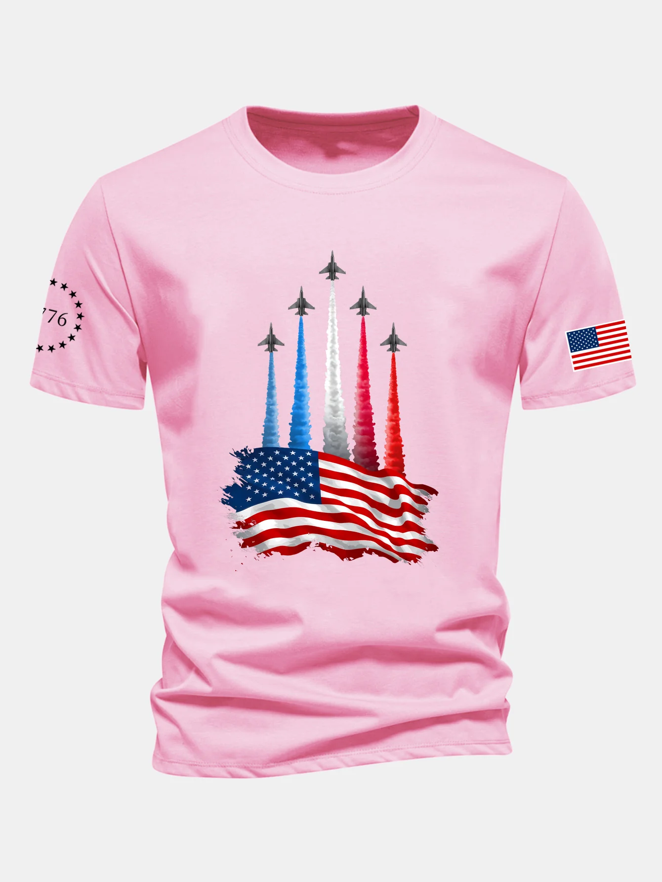 Regular Fit T-Shirt mit Kampfflugzeugen und USA-Flaggen-Print aus Baumwolle - Image 21