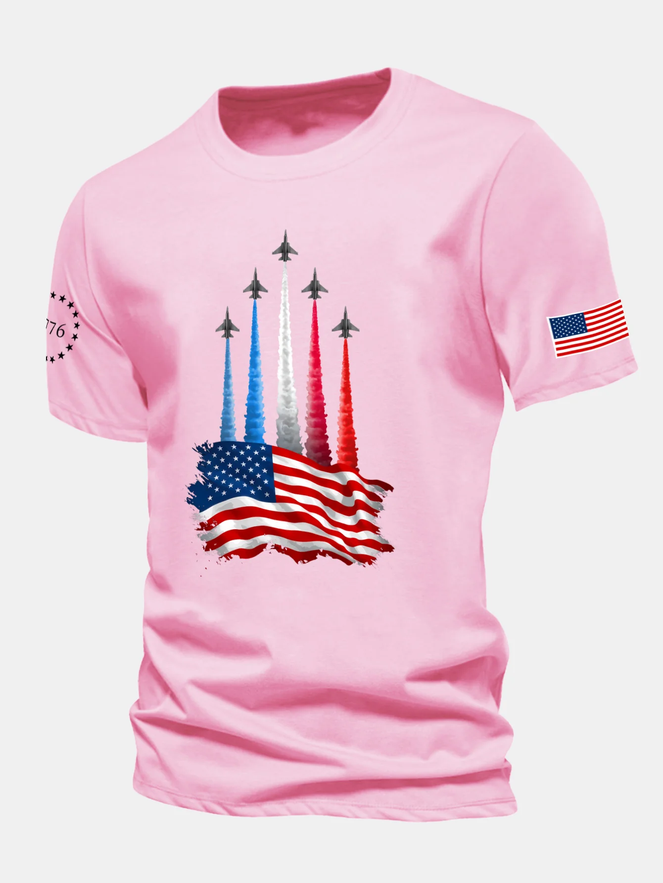 Regular Fit T-Shirt mit Kampfflugzeugen und USA-Flaggen-Print aus Baumwolle - Image 22