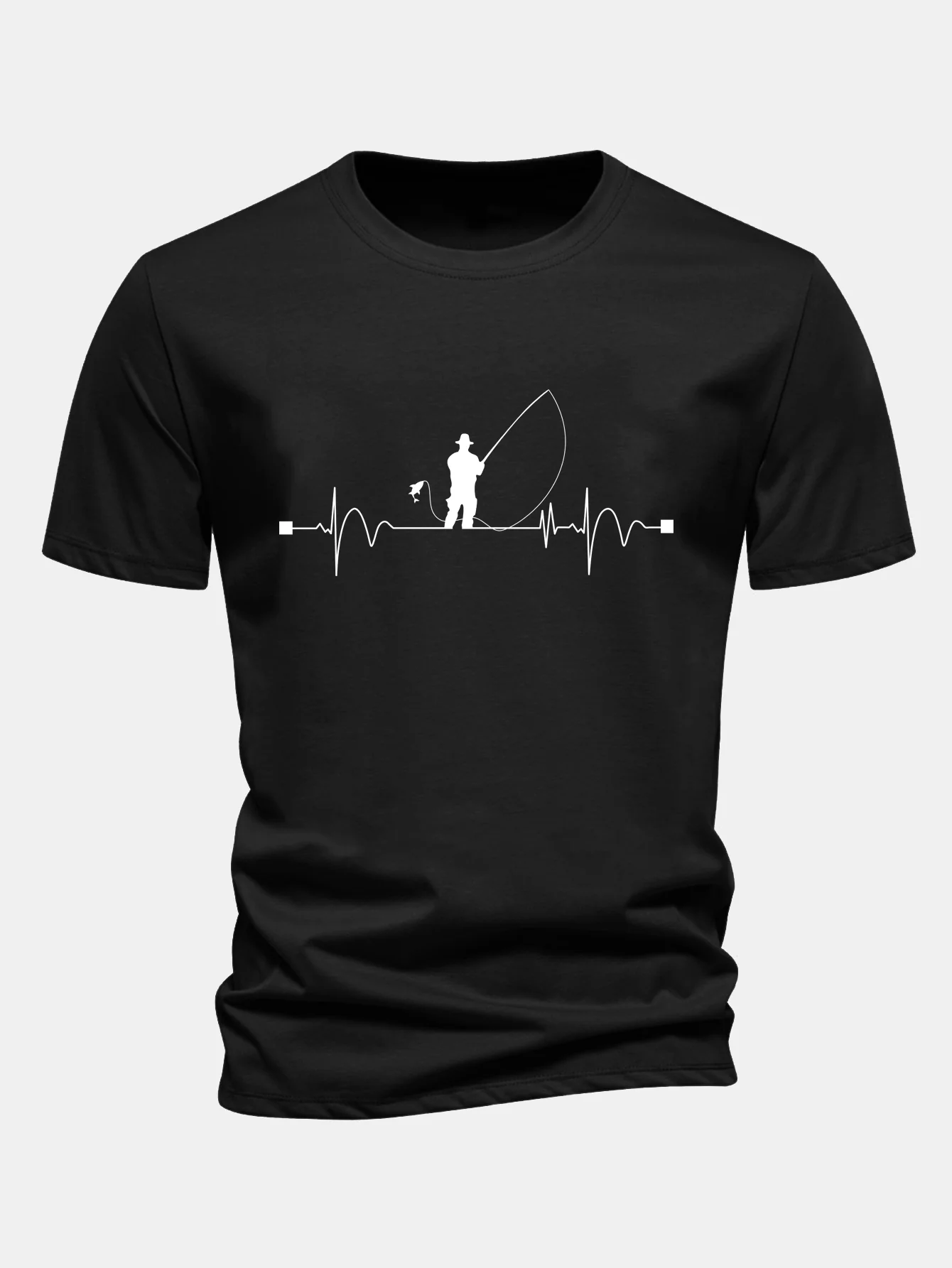 Regular Fit Angler Herren Baumwoll-T-Shirt mit Aufdruck
