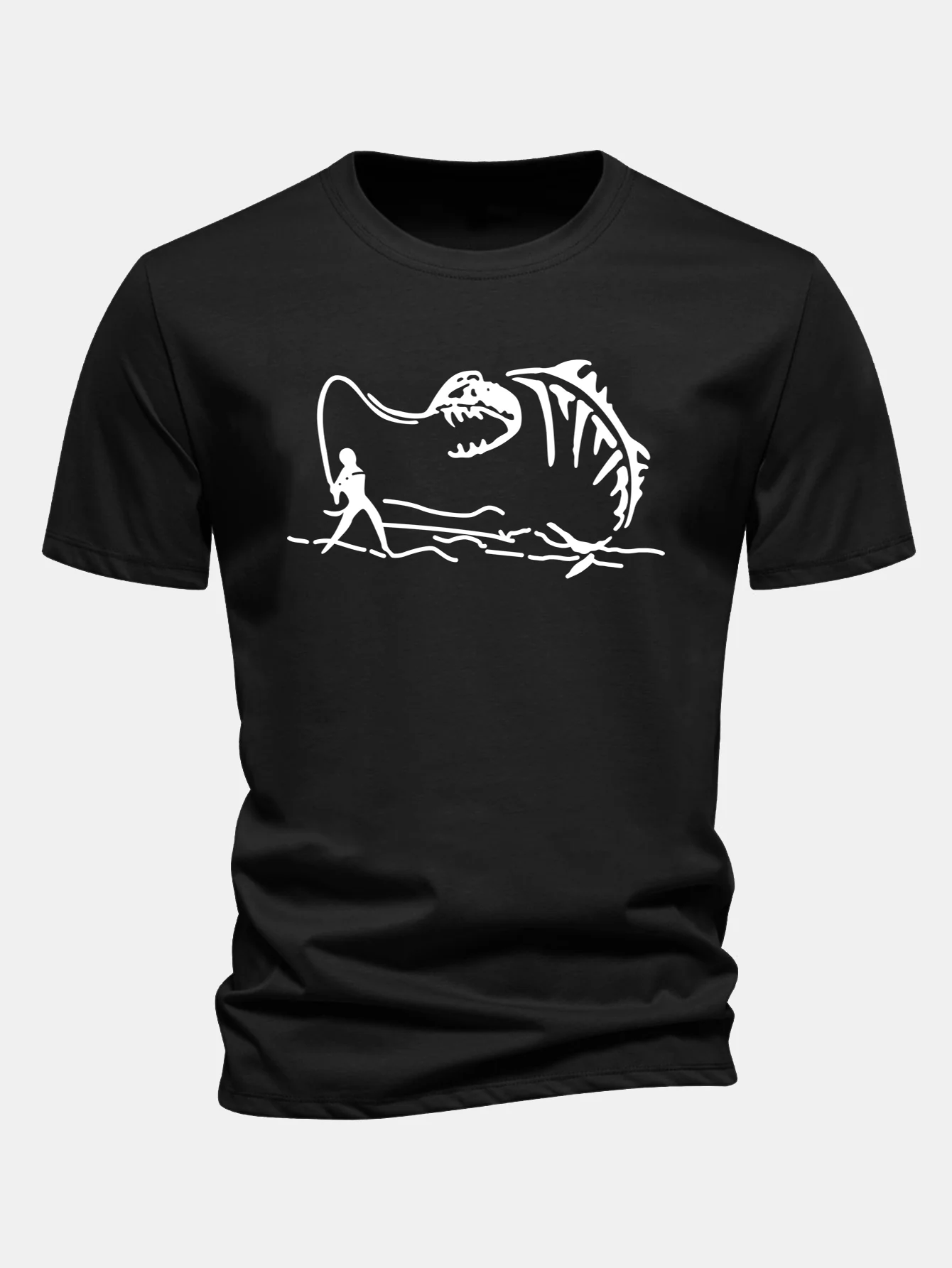 Regular Fit Fishing Print Cotton T-Shirt
