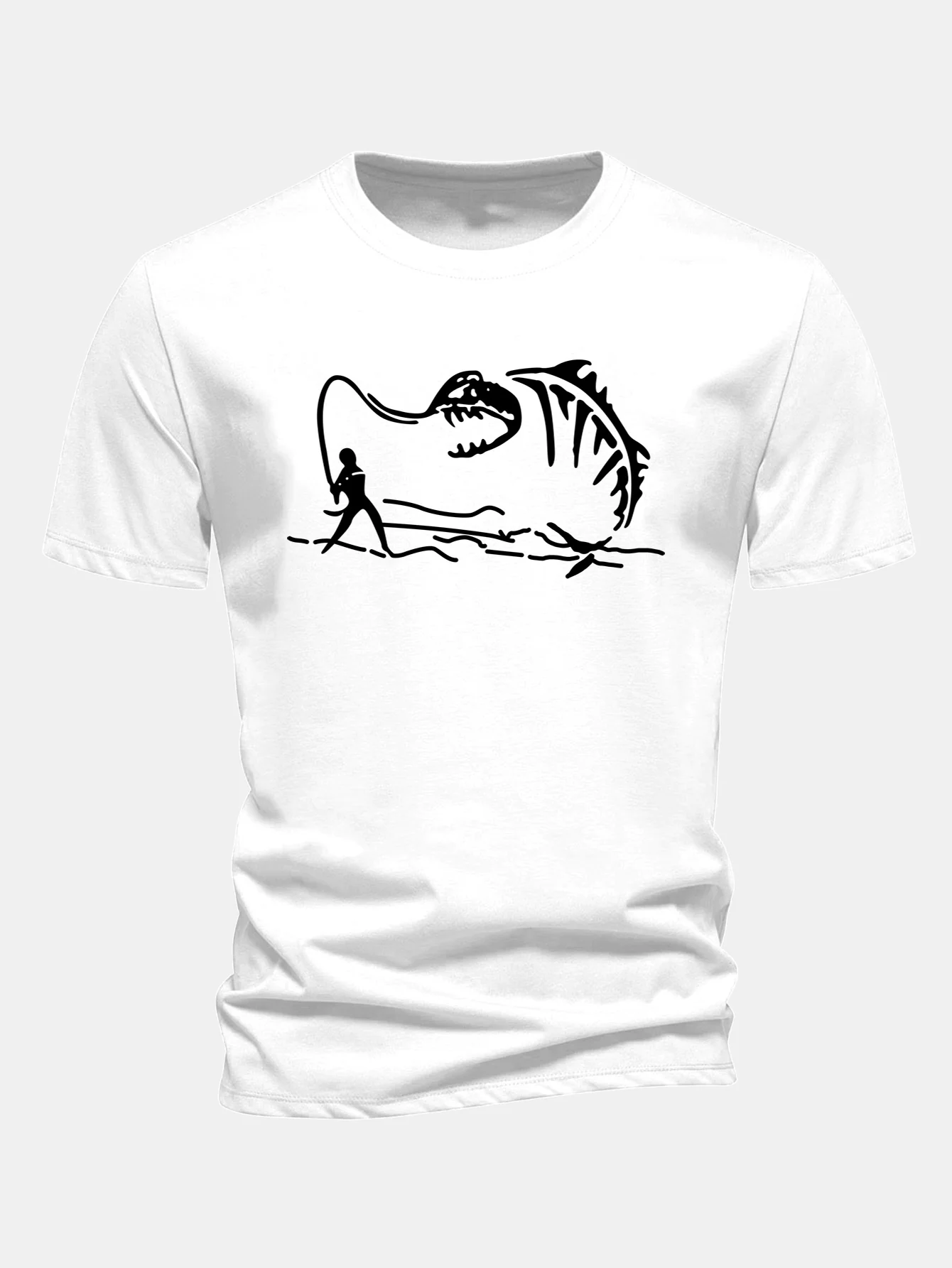 Regular Fit Fishing Print Cotton T-Shirt - Image 3