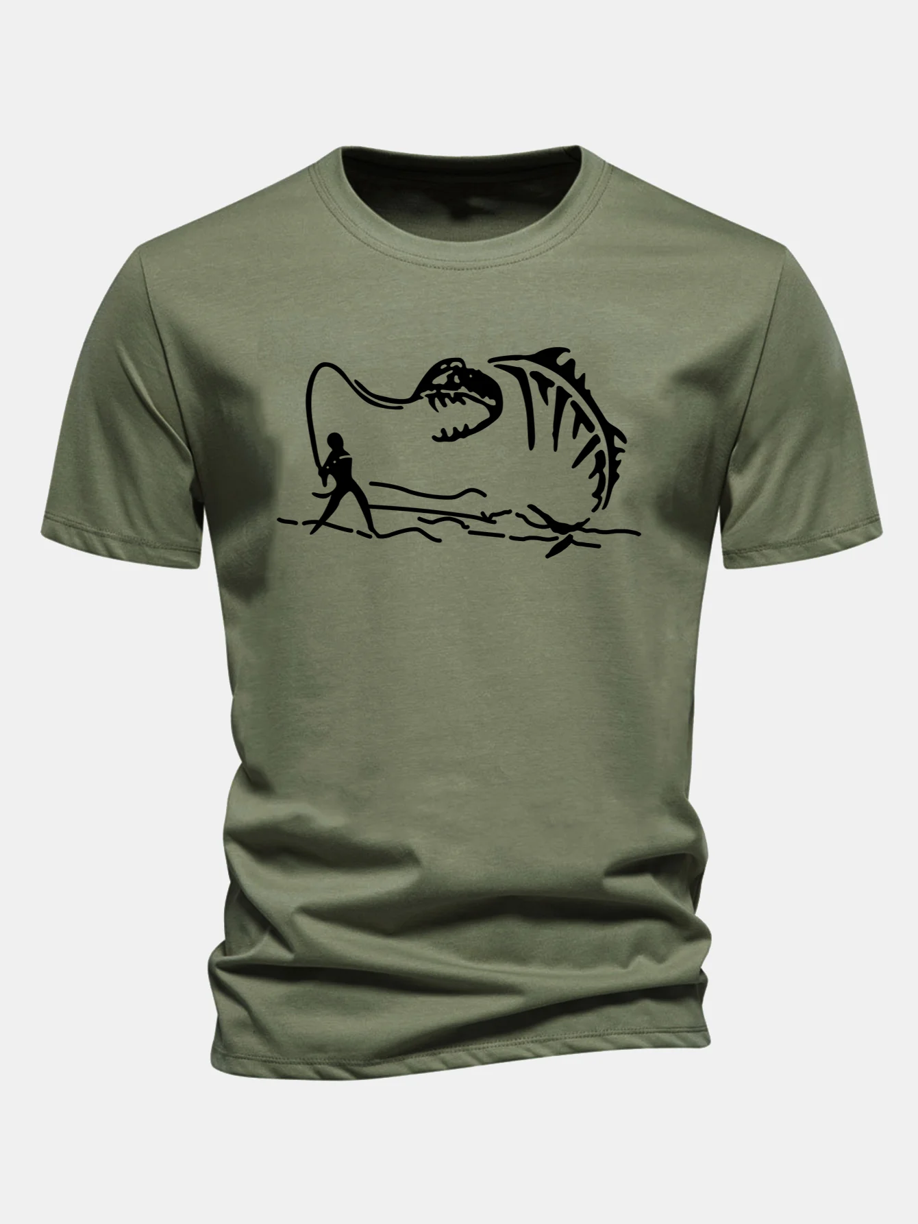 Regular Fit Fishing Print Cotton T-Shirt - Image 5