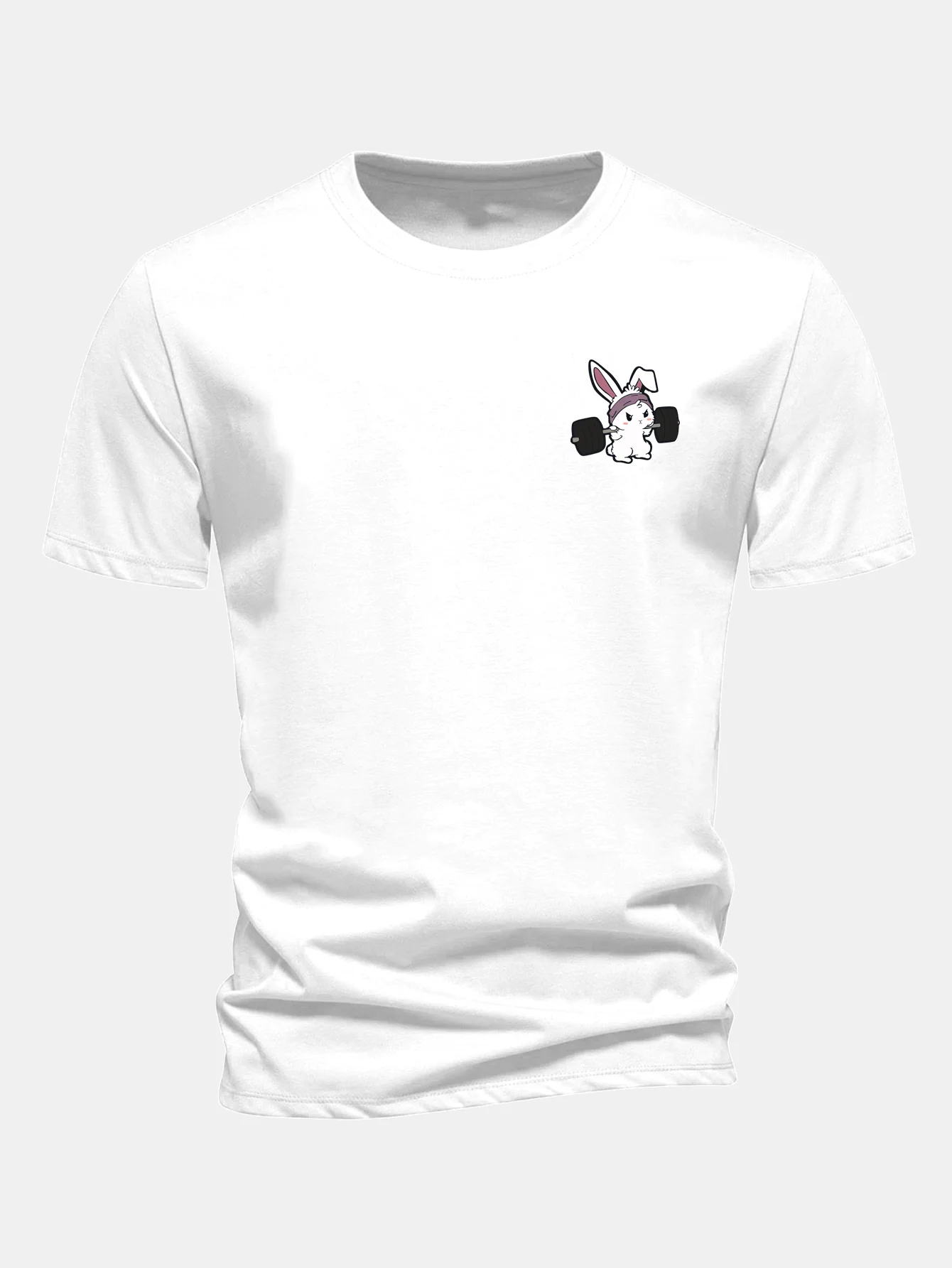 Regular Fit Fitness Rabbit Print Cotton T-Shirt - Image 3