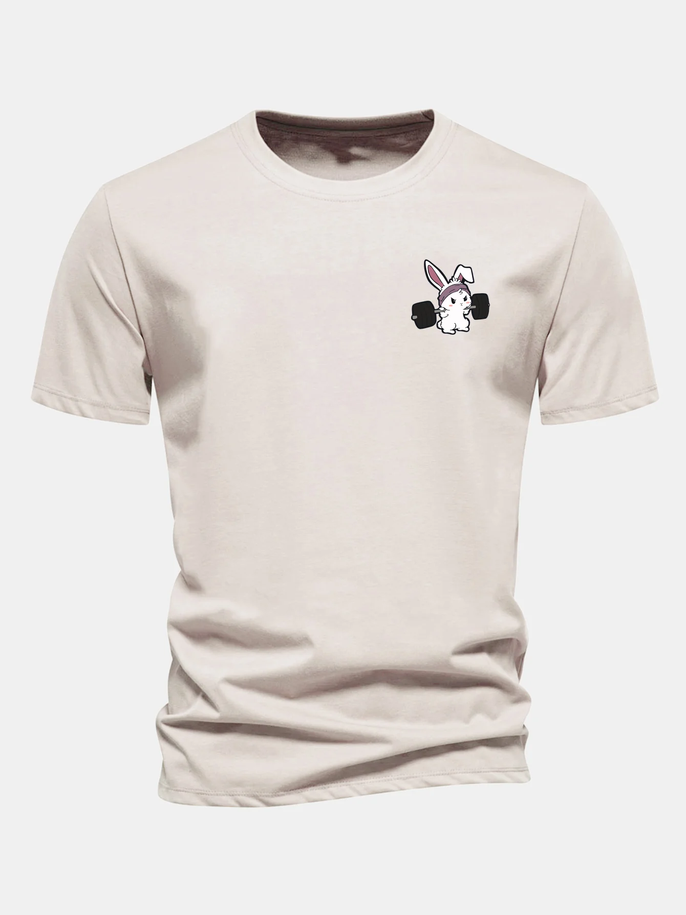 Regular Fit Fitness Rabbit Print Cotton T-Shirt - Image 4