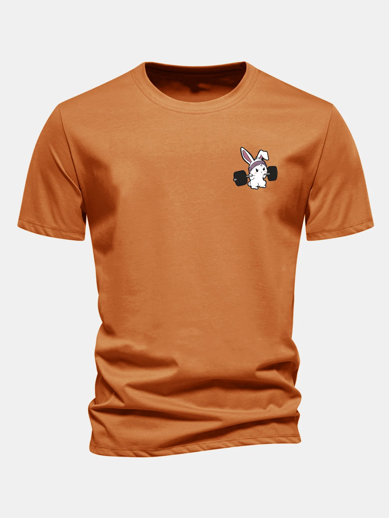 Regular Fit Fitness Rabbit Print Cotton T-Shirt - Image 6