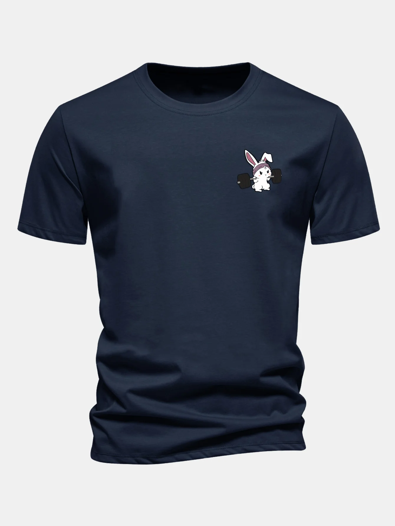 Regular Fit Fitness Rabbit Print Cotton T-Shirt - Image 7