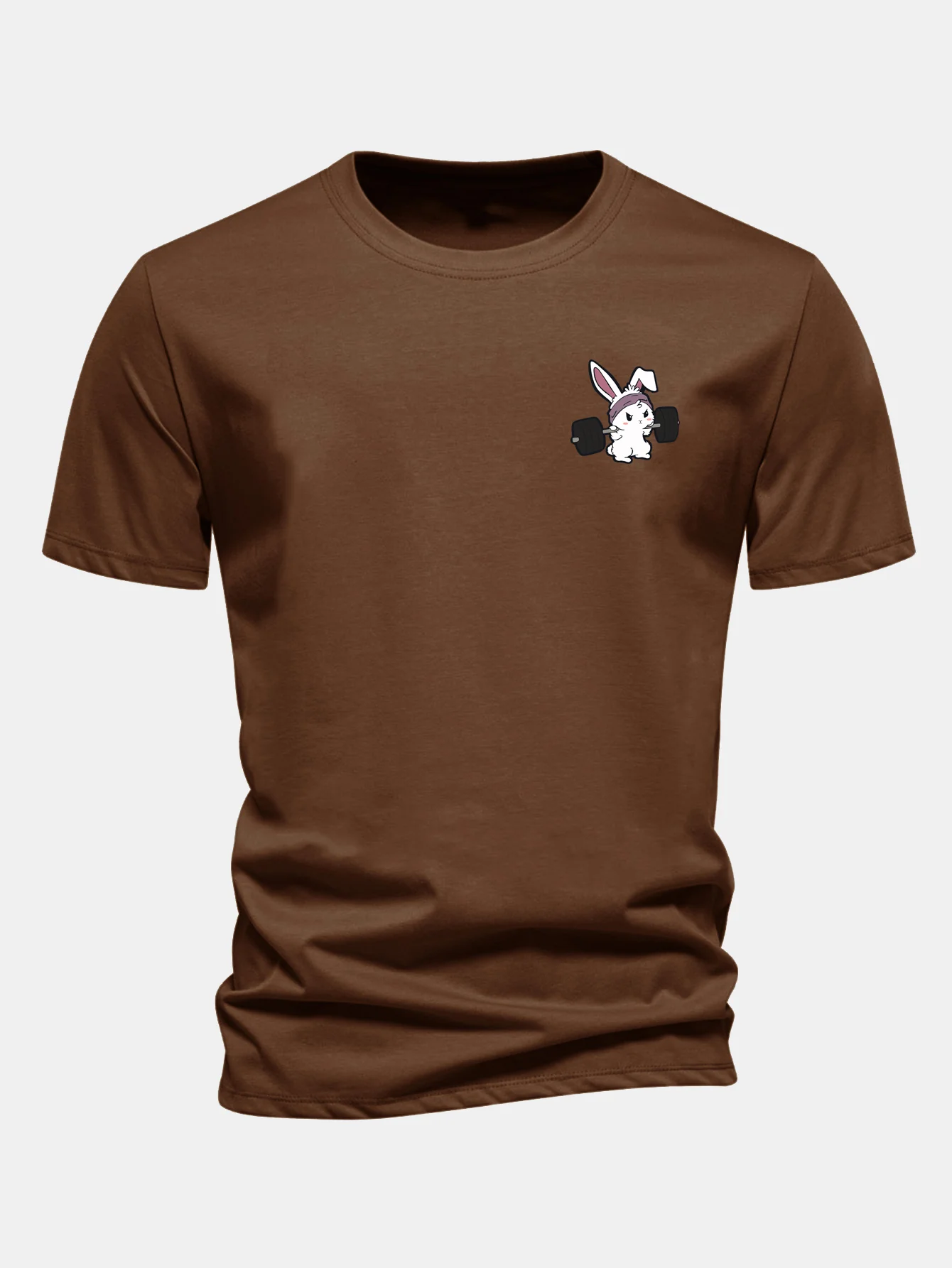 Regular Fit Fitness Rabbit Print Cotton T-Shirt - Image 8