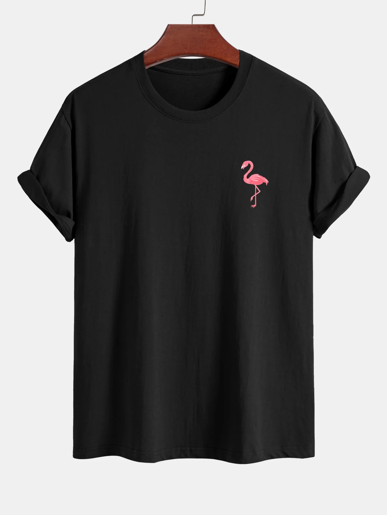 Regular Fit Flamingo Print Baumwoll-T-Shirt & Flamingo Print Kordelzug Swim Shorts - Image 4