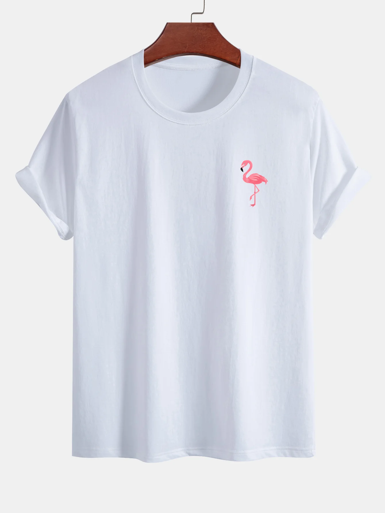 Regular Fit Flamingo Print Baumwoll-T-Shirt & Flamingo Print Kordelzug Swim Shorts - Image 5