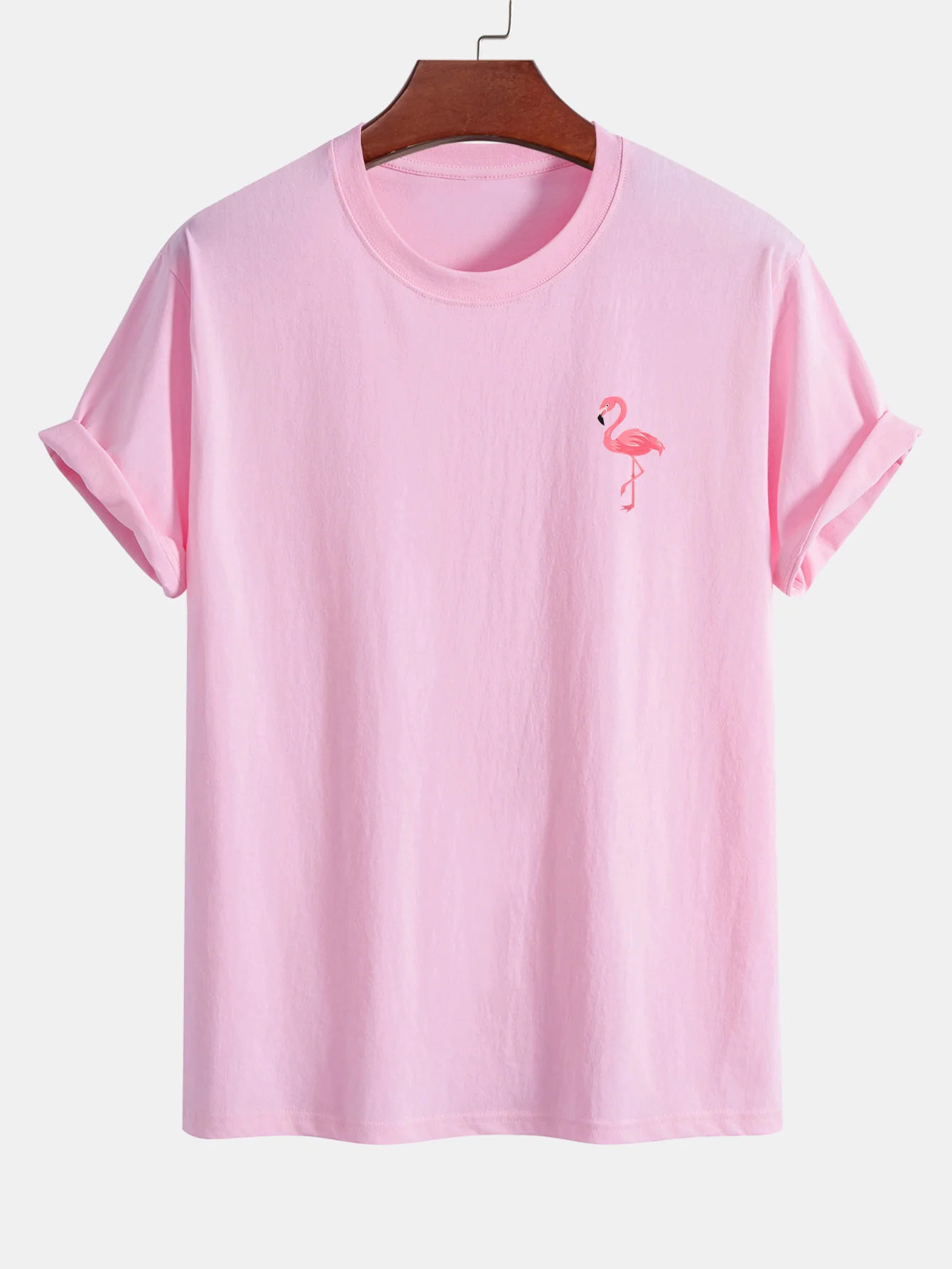 Regular Fit Flamingo Print Baumwoll-T-Shirt & Flamingo Print Kordelzug Swim Shorts - Image 6