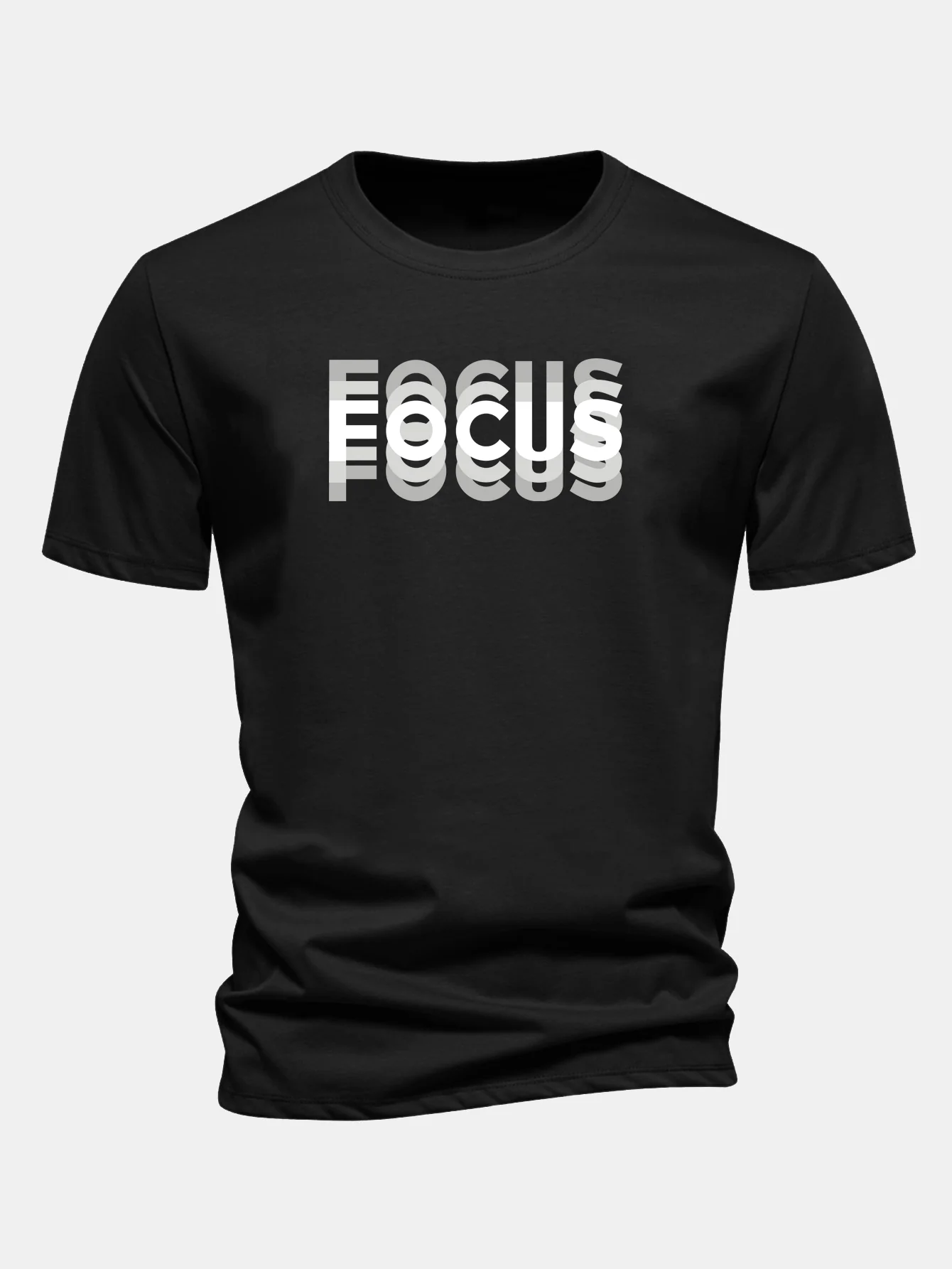 Regular Fit Focus Slogan Print Baumwoll-T-Shirt