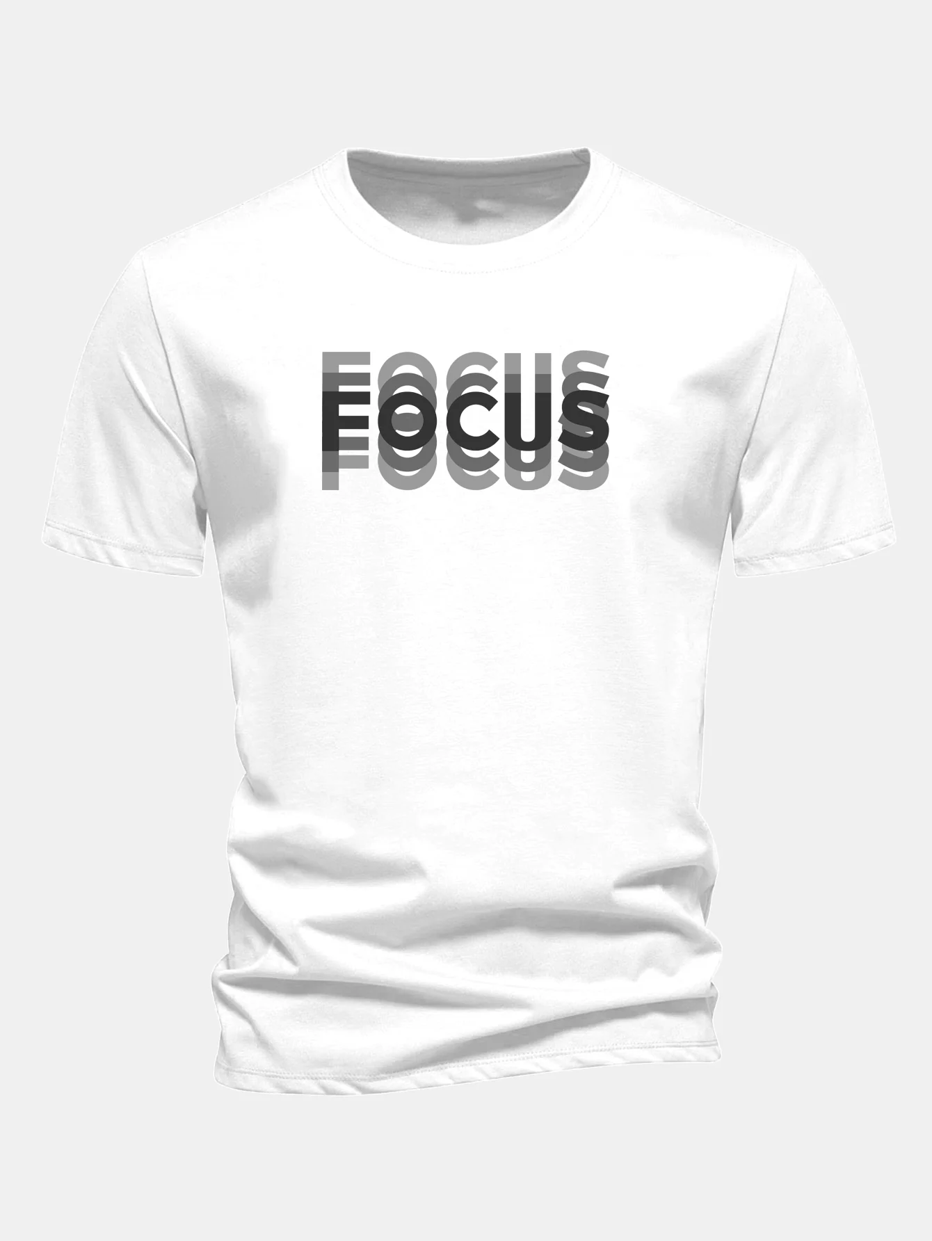 Regular Fit Focus Slogan Print Baumwoll-T-Shirt - Image 2