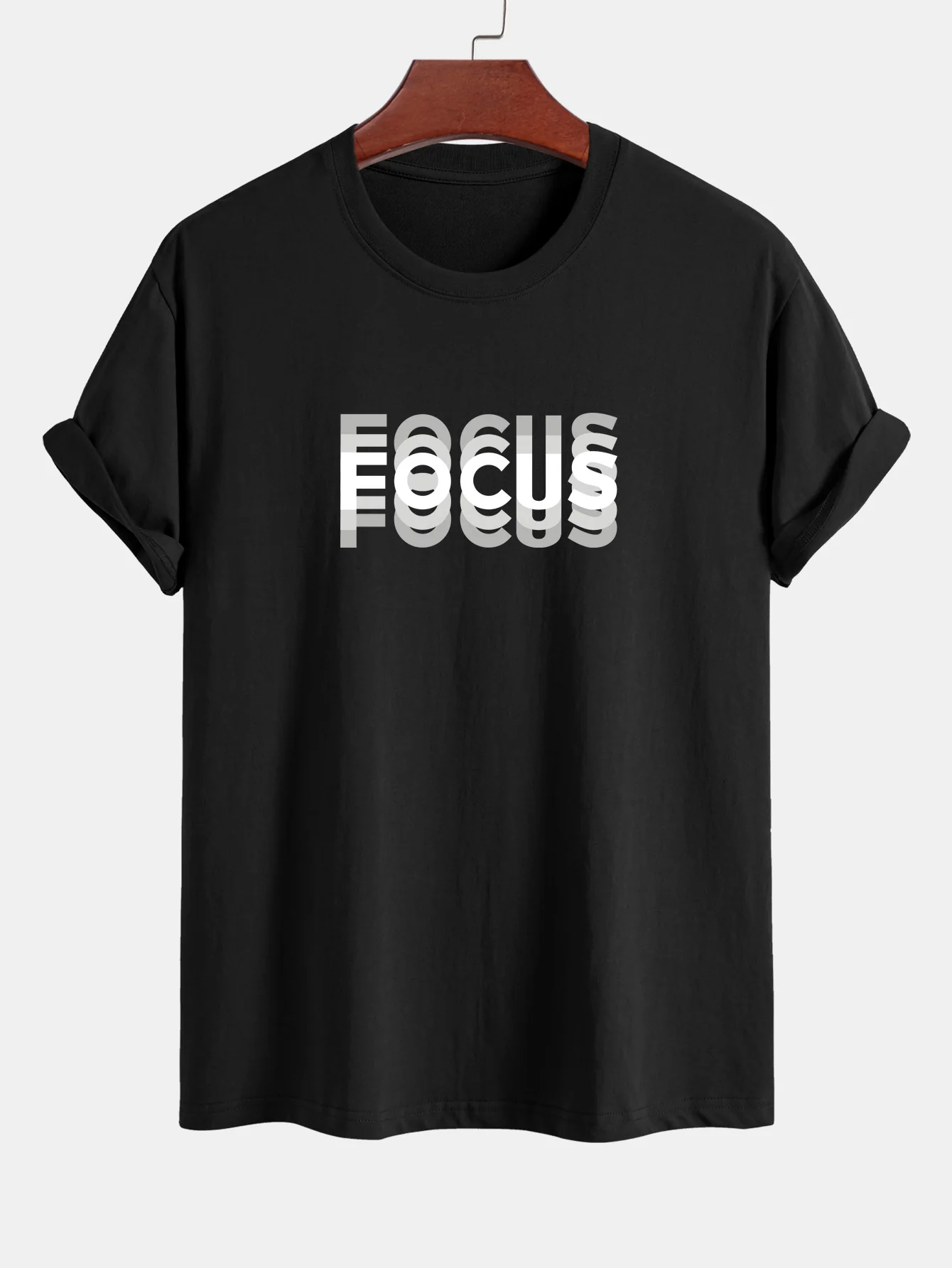 Regular Fit Focus Slogan Print Baumwoll-T-Shirt - Image 2
