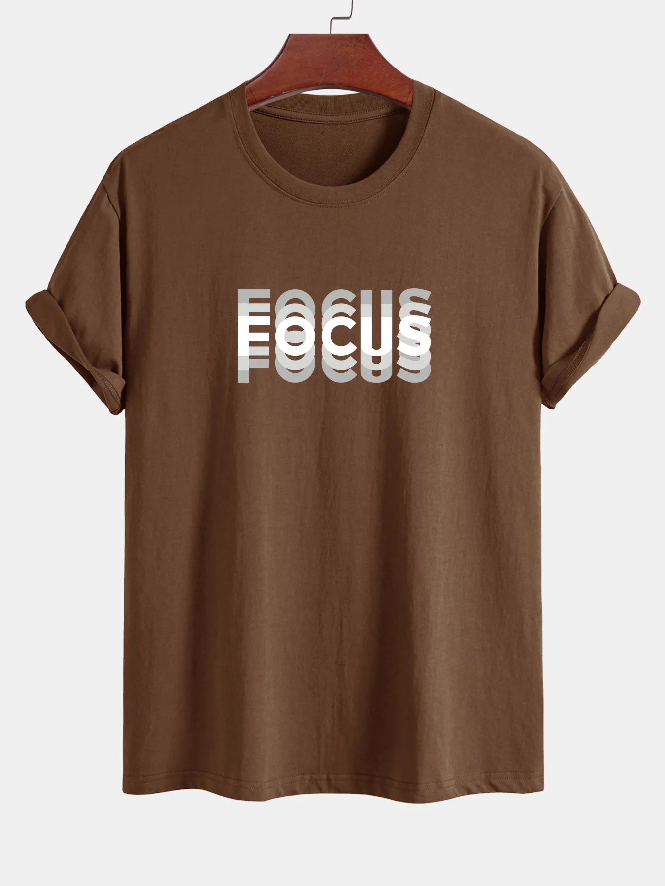 Regular Fit Focus Slogan Print Baumwoll-T-Shirt - Image 3