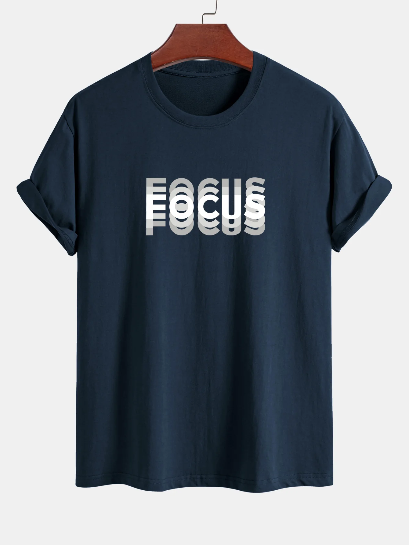 Regular Fit Focus Slogan Print Baumwoll-T-Shirt - Image 4