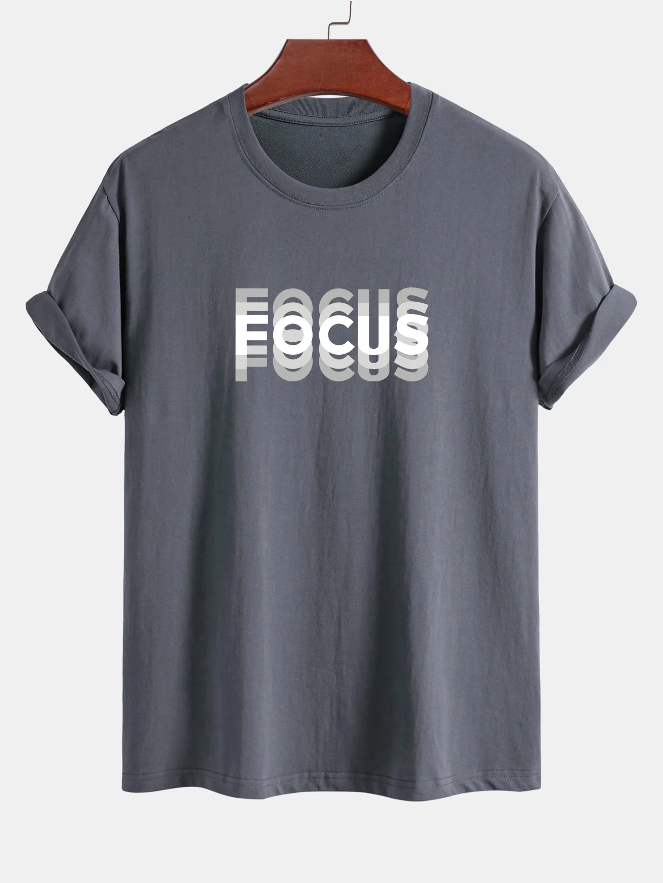 Regular Fit Focus Slogan Print Baumwoll-T-Shirt - Image 5
